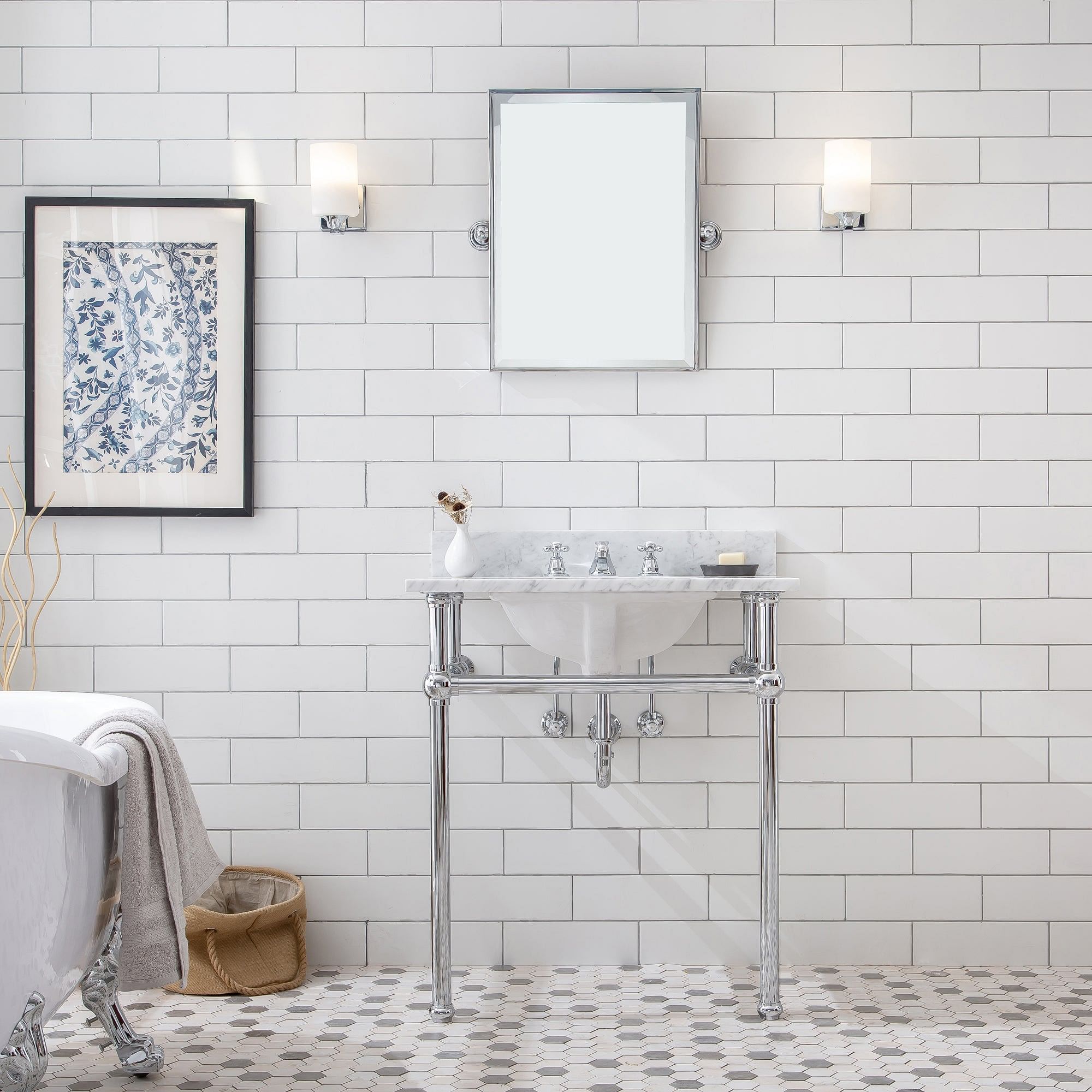Embassy 30 Inch Wide Single Wash Stand, P-Trap, and Counter Top with Basin included in Chrome Finish