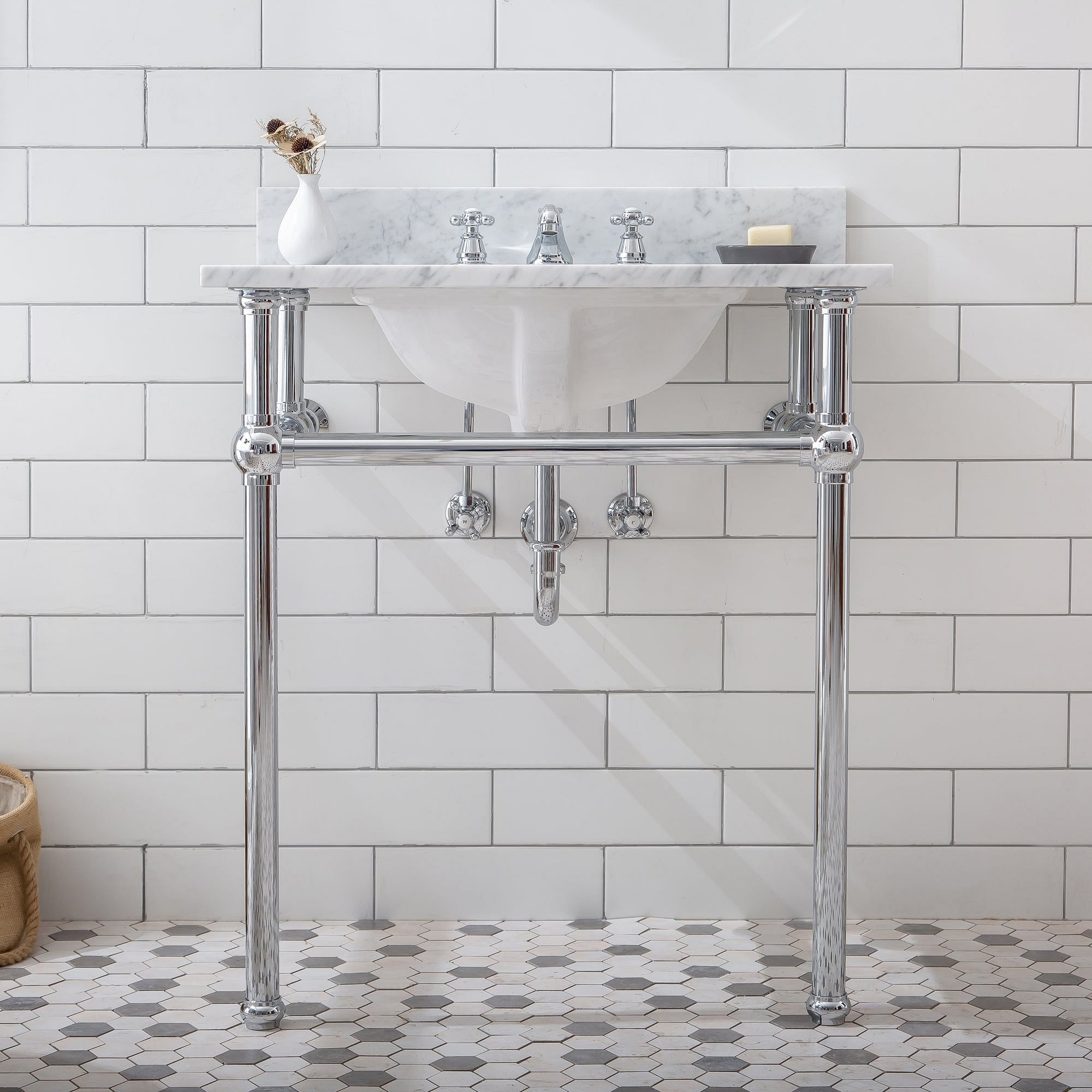 Embassy 30 Inch Wide Single Wash Stand, P-Trap, and Counter Top with Basin included in Chrome Finish
