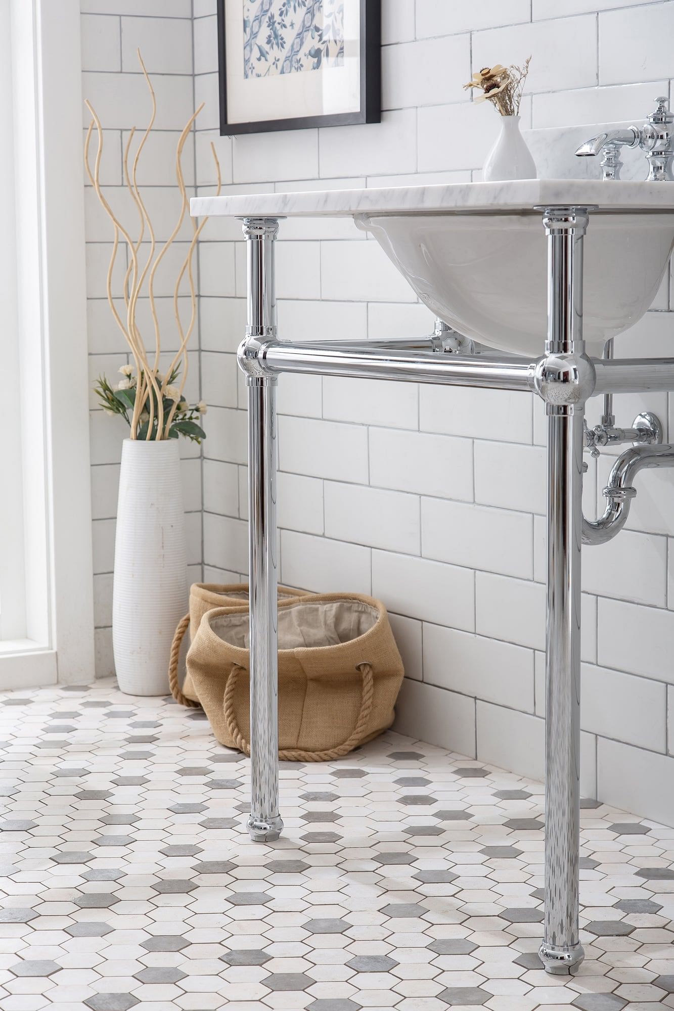Embassy 30 Inch Wide Single Wash Stand, P-Trap, Counter Top with Basin, and F2-0013 Faucet included in Chrome Finish