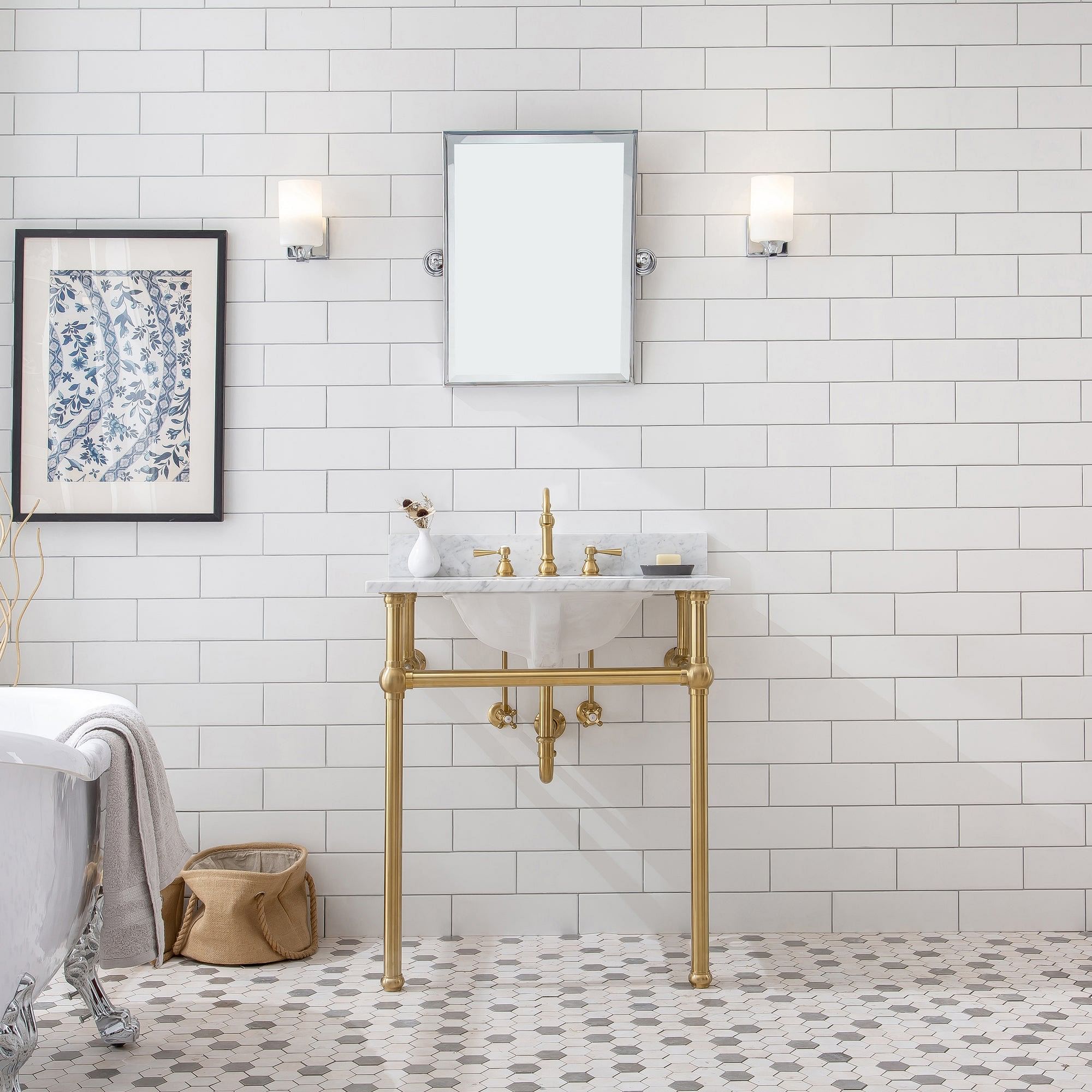 Embassy 30 Inch Wide Single Wash Stand, P-Trap, and Counter Top with Basin included in Satin Gold Finish