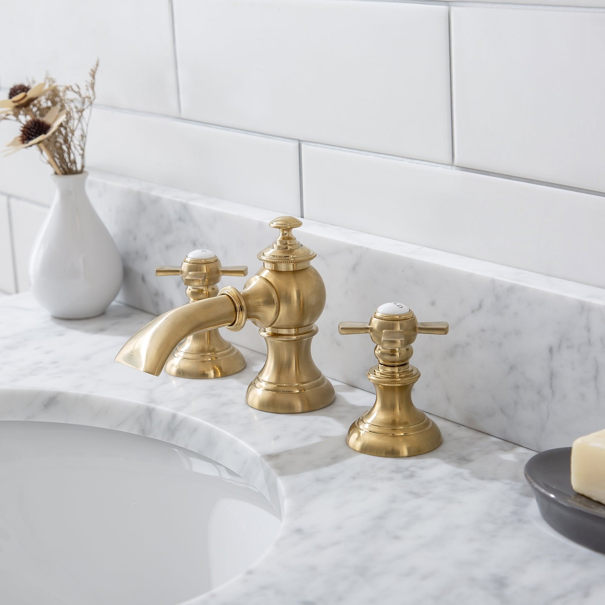 Embassy 30 Inch Wide Single Wash Stand, P-Trap, Counter Top with Basin, and F2-0013 Faucet included in Satin Gold Finish