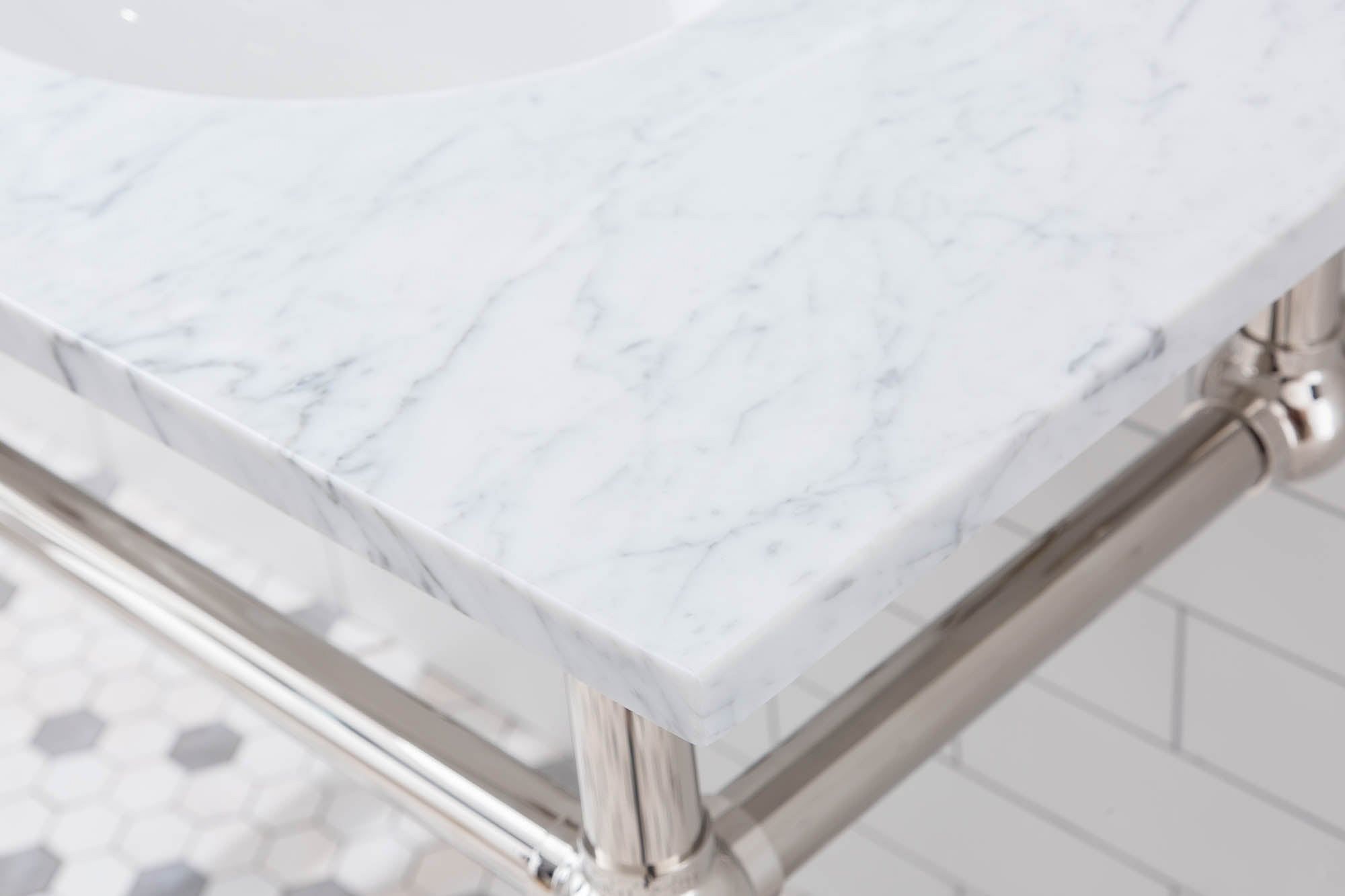 Embassy 60 Inch Wide Double Wash Stand, P-Trap, and Counter Top with Basin included in Polished Nickel (PVD) Finish