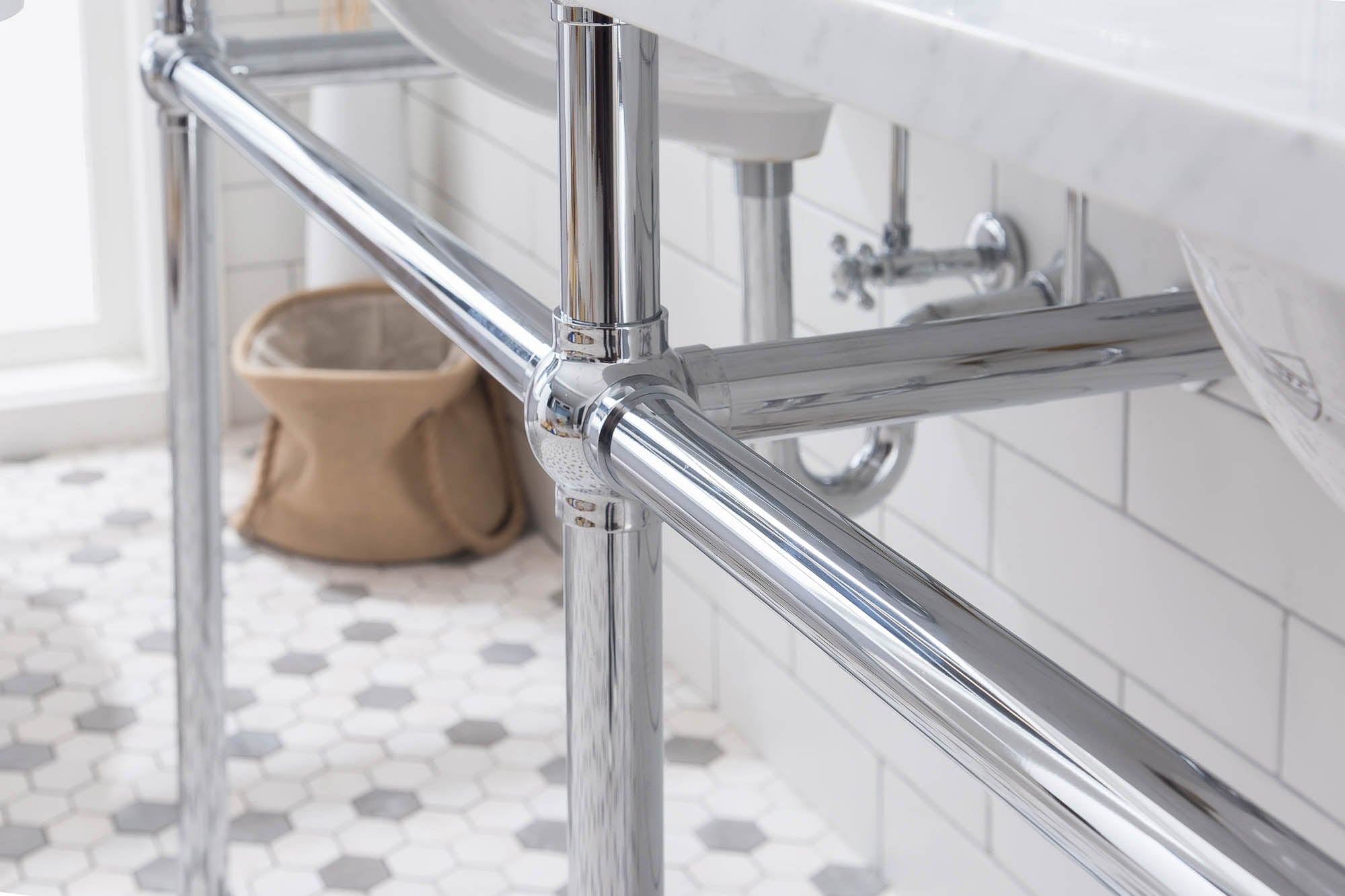 Embassy 72 Inch Wide Double Wash Stand, P-Trap, and Counter Top with Basin included in Chrome Finish