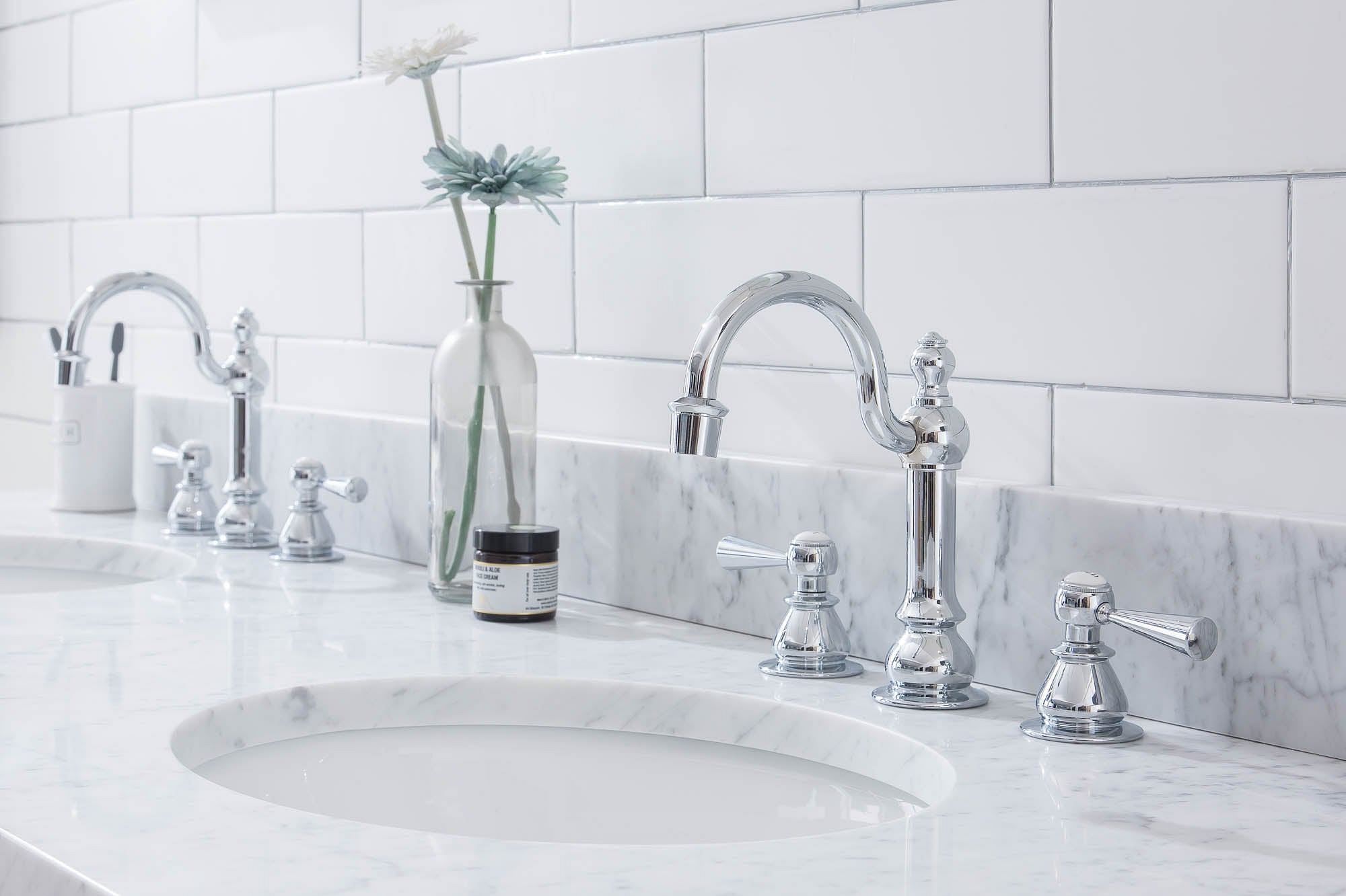 Embassy 72 Inch Wide Double Wash Stand, P-Trap, Counter Top with Basin, and F2-0012 Faucet included in Chrome Finish