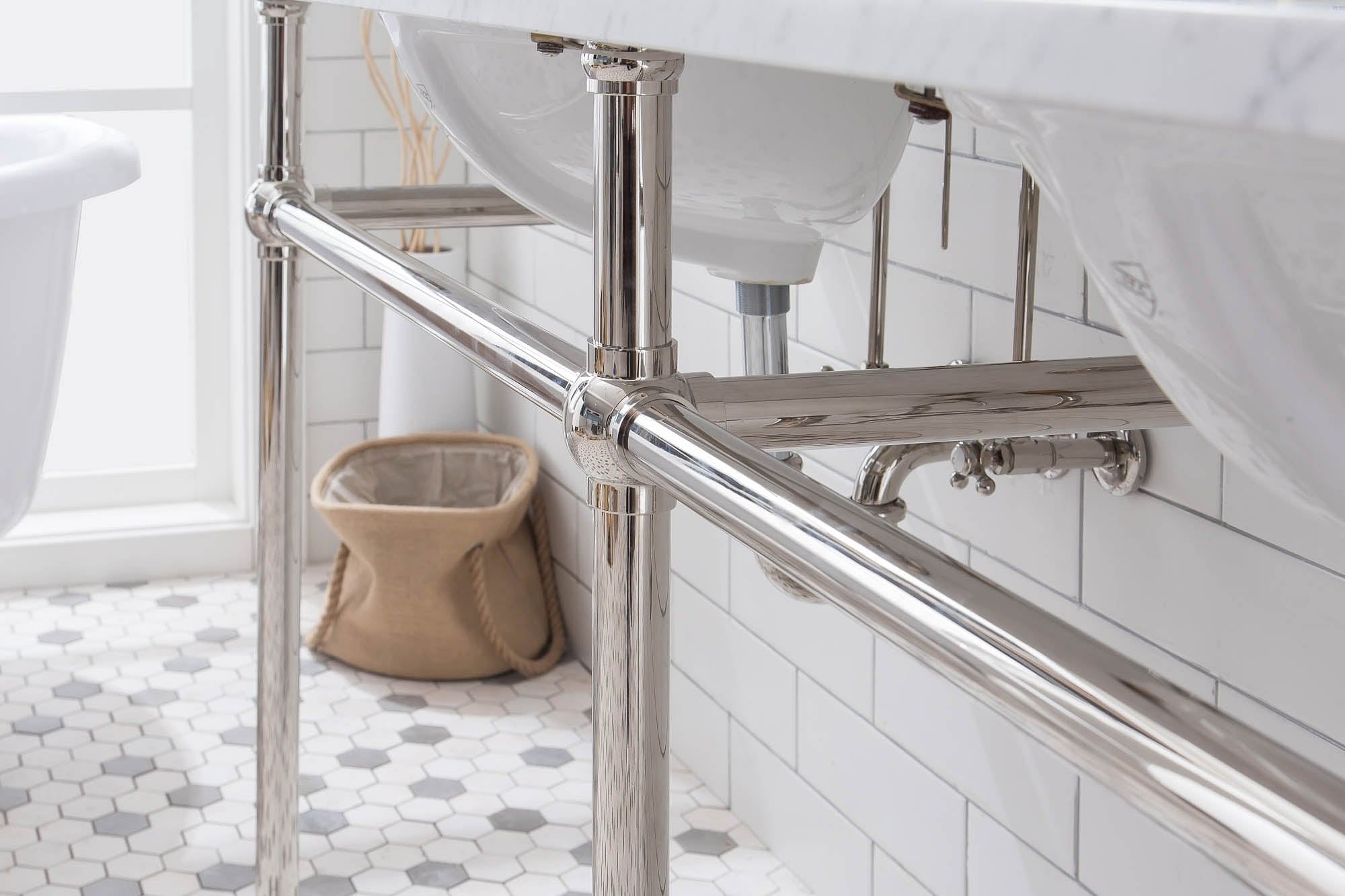Embassy 72 Inch Wide Double Wash Stand, P-Trap, and Counter Top with Basin included in Polished Nickel (PVD) Finish