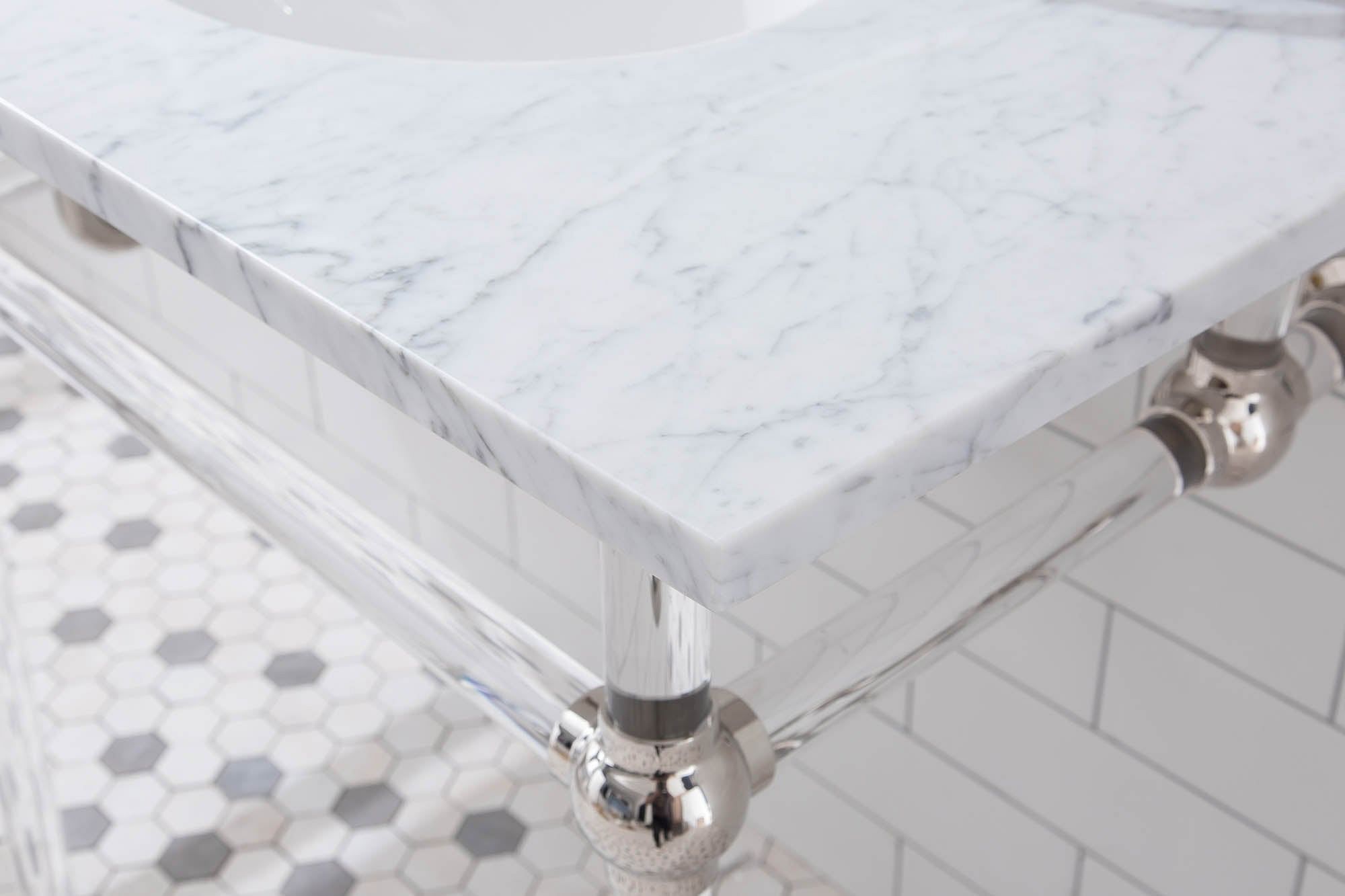 Empire 60 Inch Wide Double Wash Stand, P-Trap, Counter Top with Basin, and Faucet included in Polished Nickel (PVD) Finish