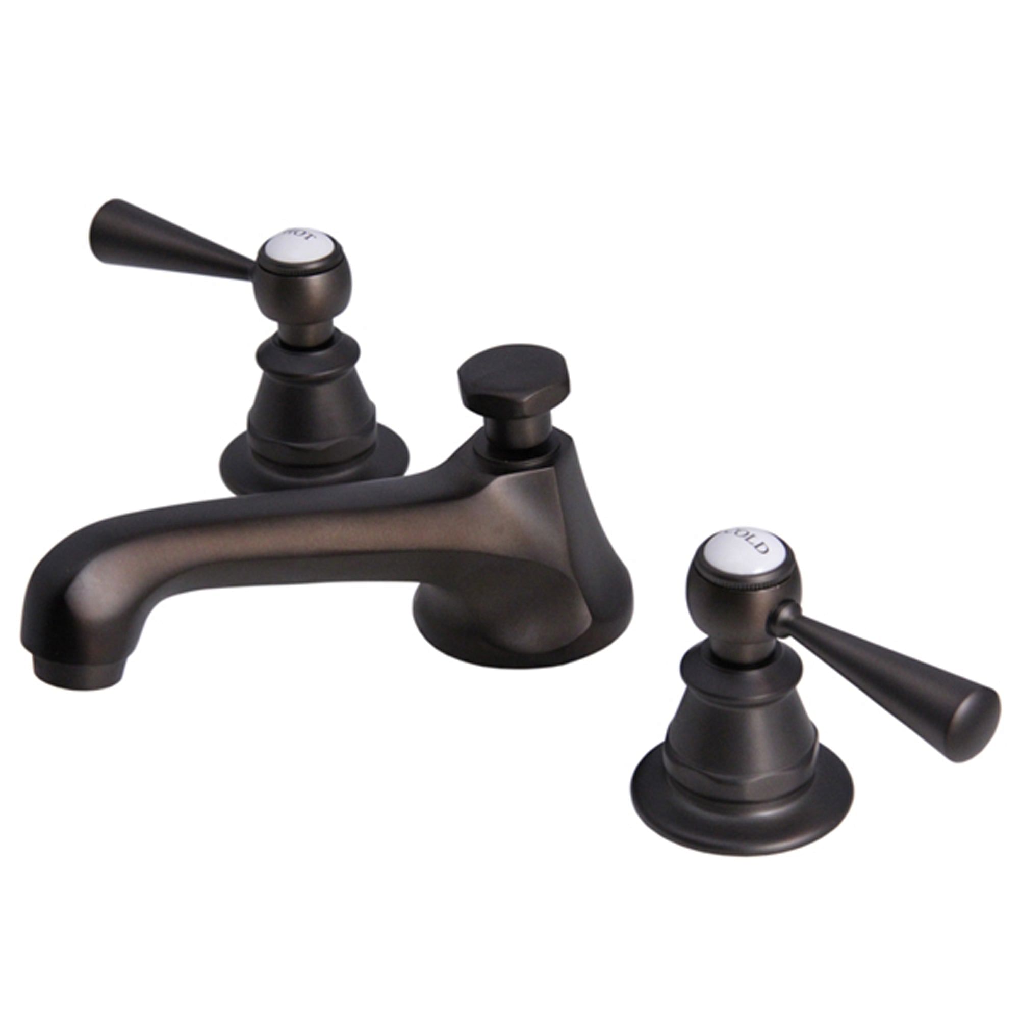 American 20th Century Classic Widespread Lavatory Faucets With Pop-Up Drain in Oil-rubbed Bronze Finish With Torch Lever Handles