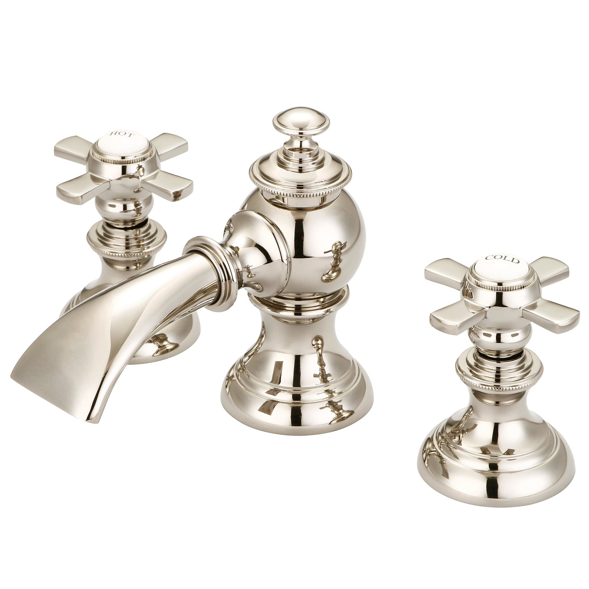 Modern Classic Widespread Lavatory Faucets With Pop-Up Drain in Polished Nickel (PVD) Finish With Flat Cross Handles