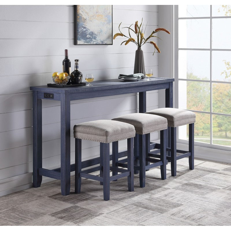 Sabana 4-Piece Counter Height Dining Set in Antique Blue