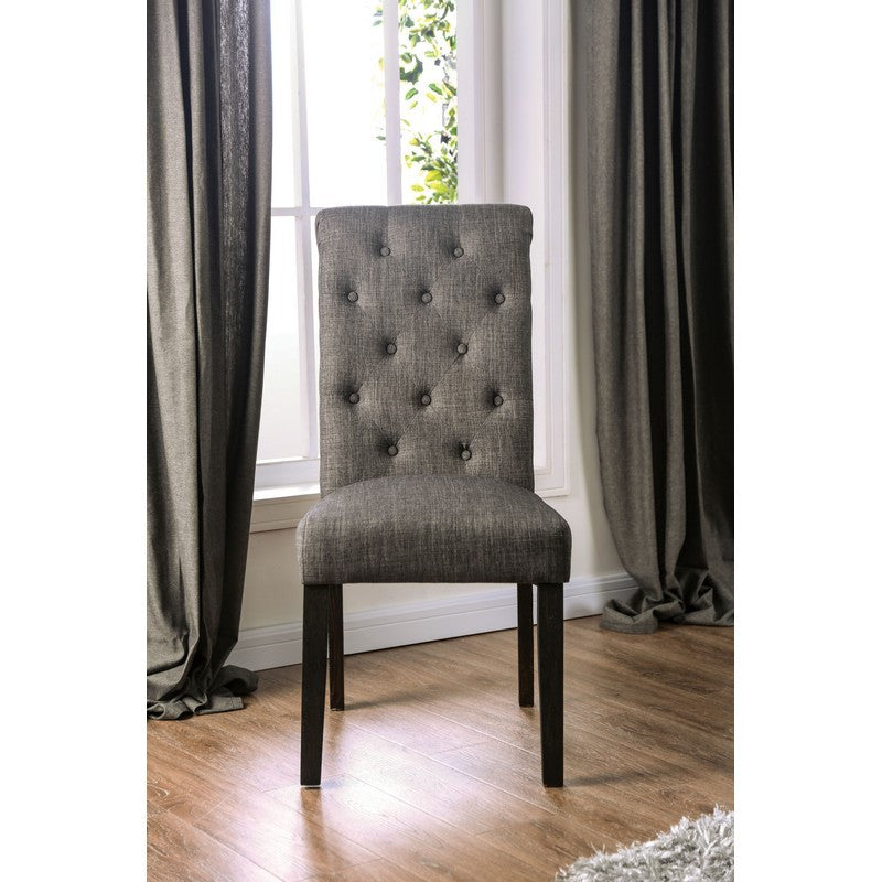 Lorton Rustic Button Tufted Side Chairs in Gray (Set of 2)