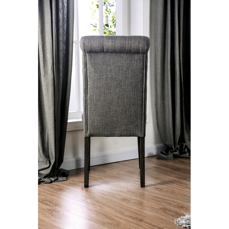 Lorton Rustic Button Tufted Side Chairs in Gray (Set of 2)