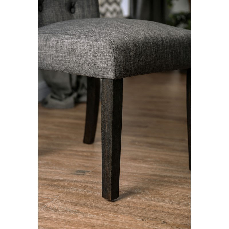 Lorton Rustic Button Tufted Side Chairs in Gray (Set of 2)