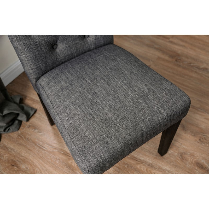 Lorton Rustic Button Tufted Side Chairs in Gray (Set of 2)