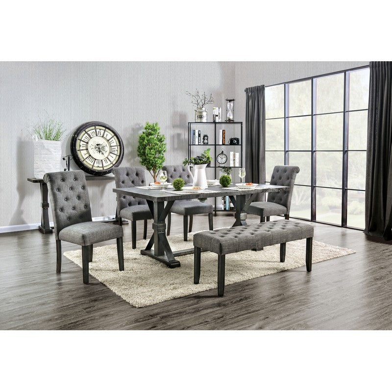 Lorton Rustic Button Tufted Side Chairs in Gray (Set of 2)