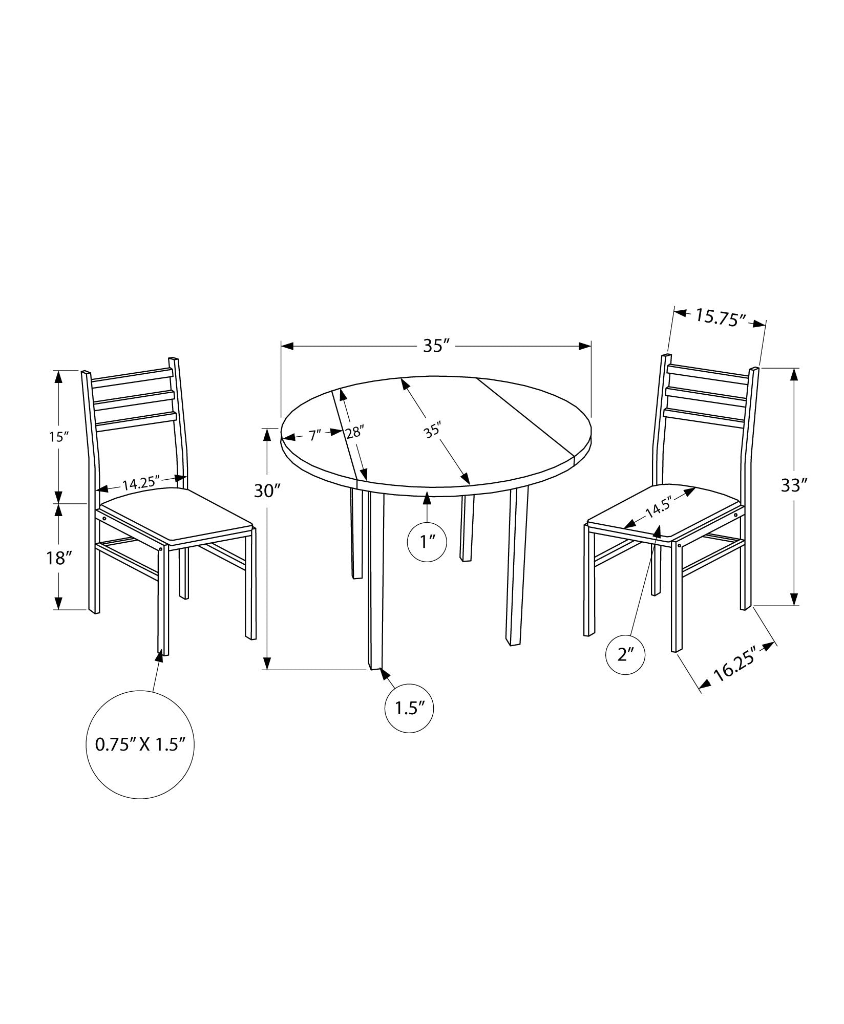 Dining Set - 3Pcs Set / Dark Taupe Top / Black Metal