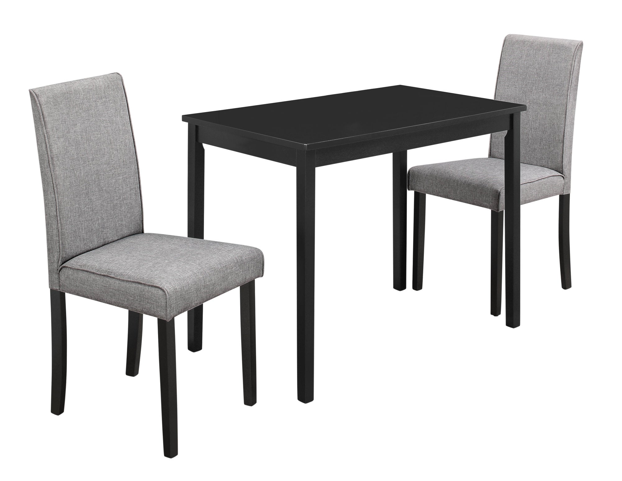 Dining Set - 3Pcs Set / Black / Grey Linen Parson Chairs