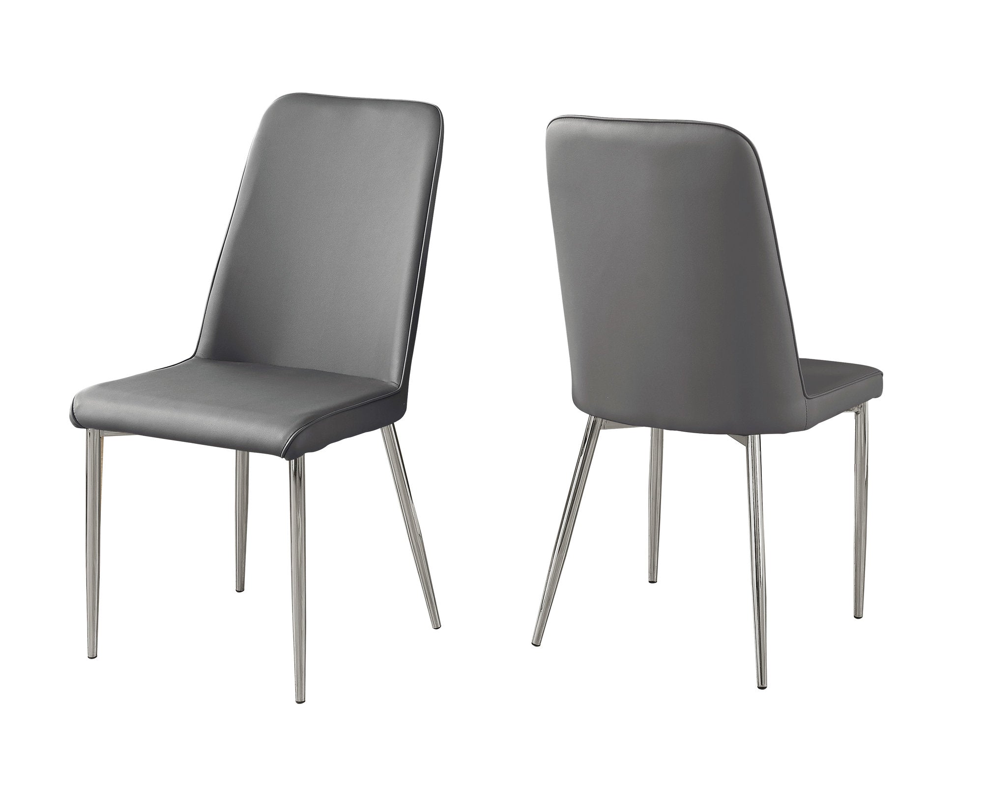 Dining Chair - 2Pcs / 37H / Grey Leather-Look / Chrome