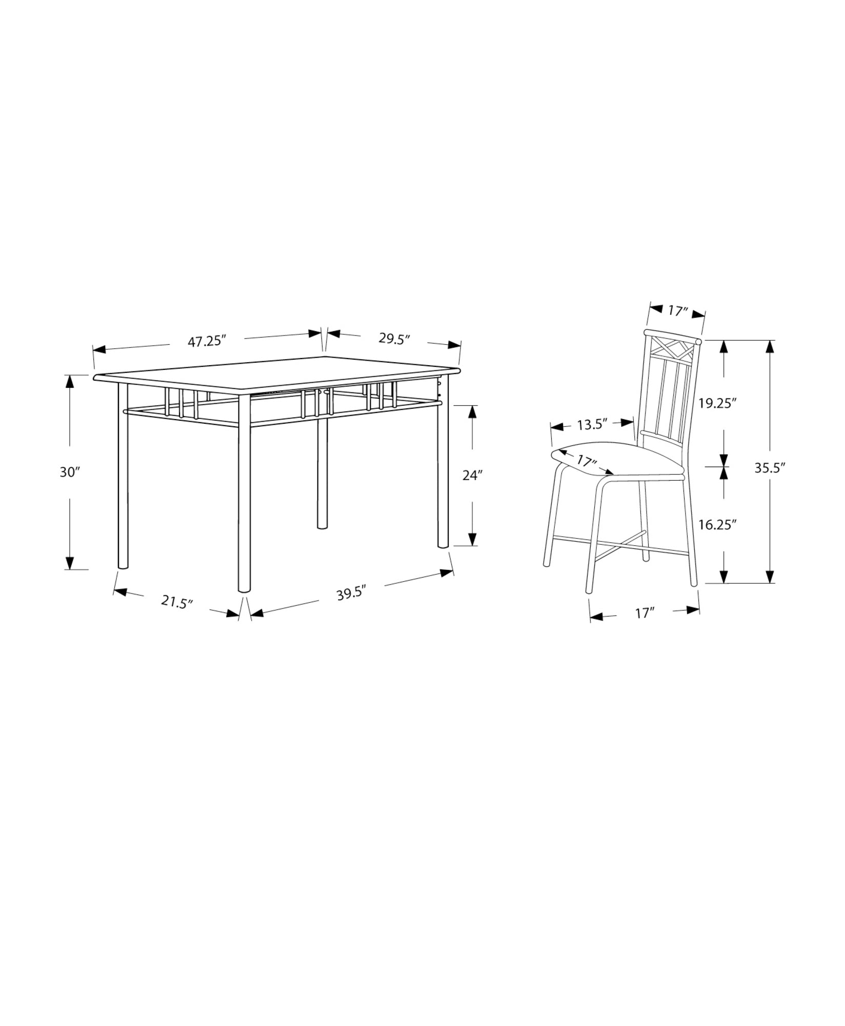 Dining Set - 5Pcs Set / Grey Marble / Charcoal Metal