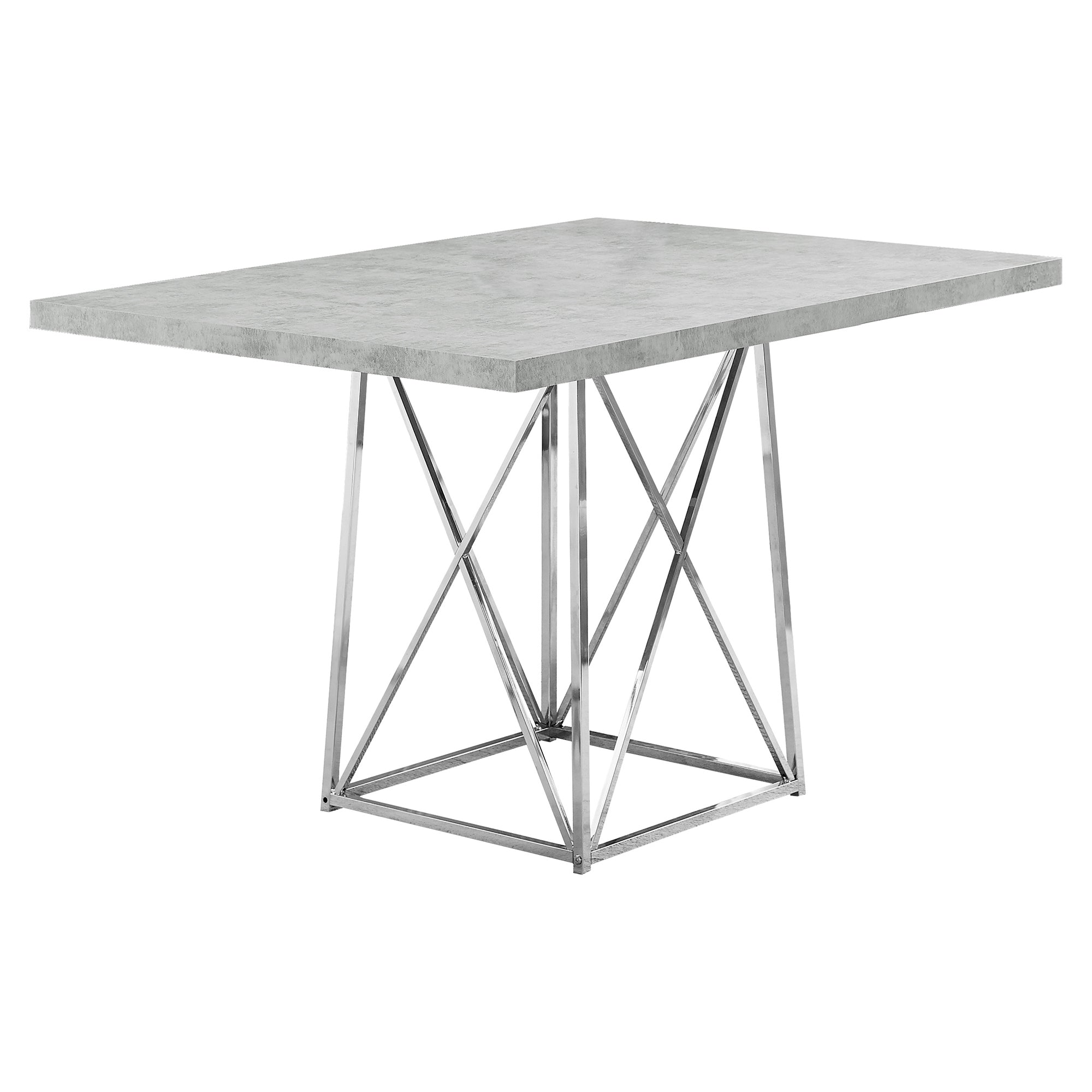 Dining Table - 36X 48 / Grey Cement / Chrome Metal