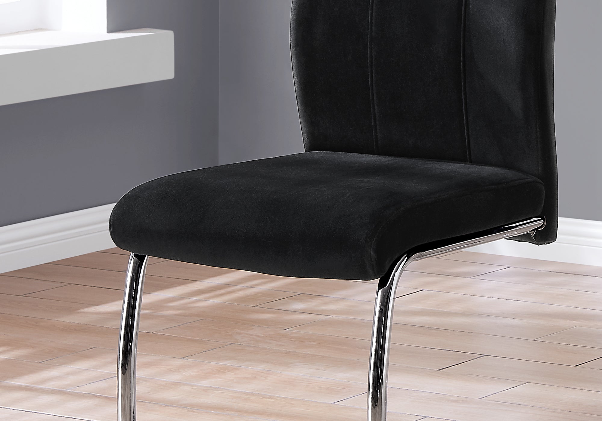 Dining Chair - 2Pcs / 39H / Black Velvet / Chrome