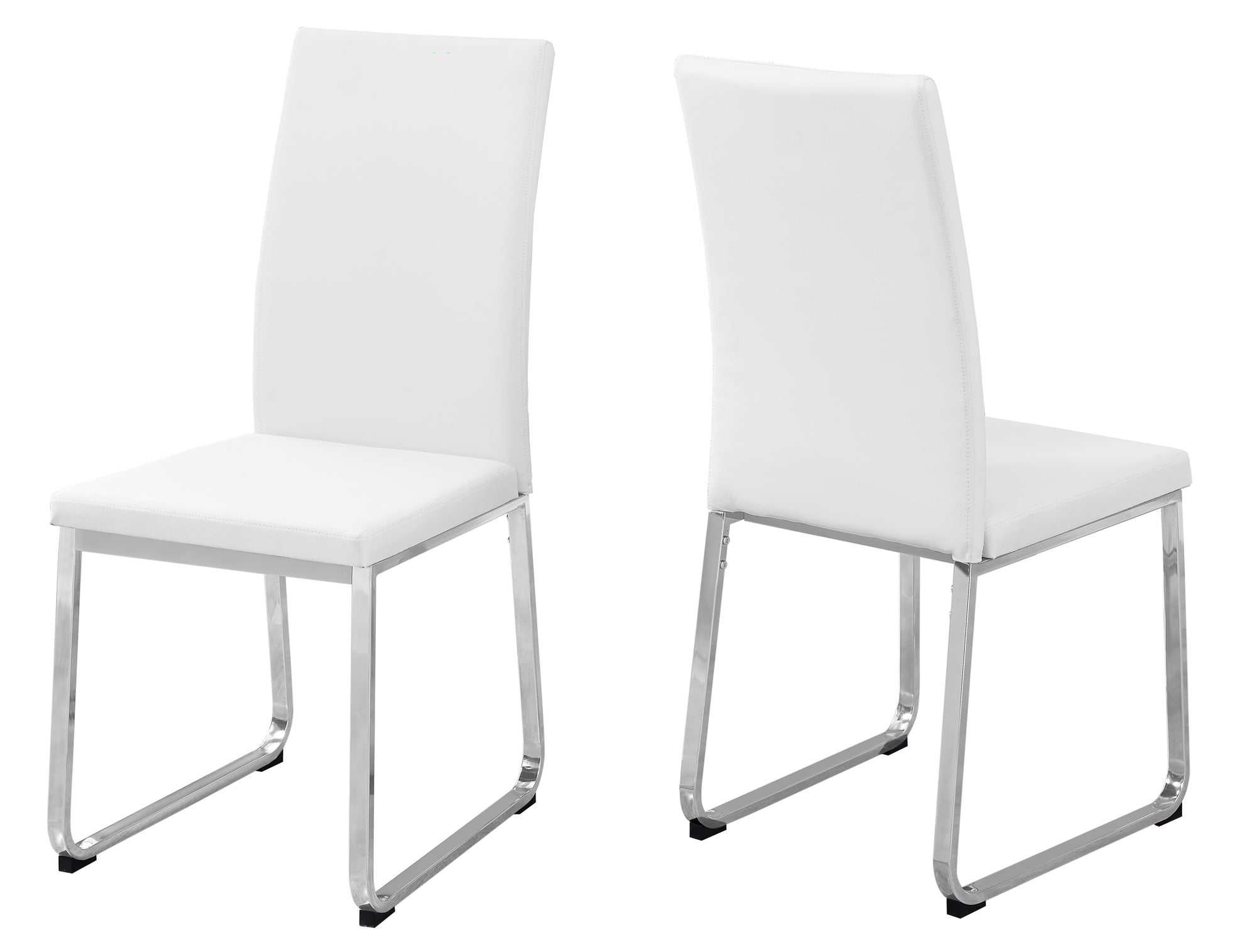 Dining Chair - 2Pcs / 38H / White Leather-Look / Chrome