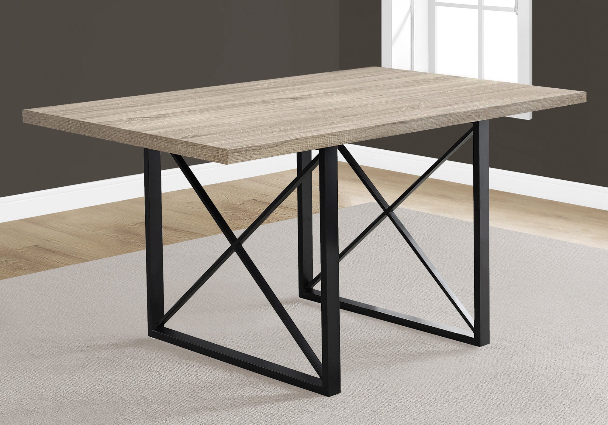 Dining Table - 36X 60 / Dark Taupe / Black Metal