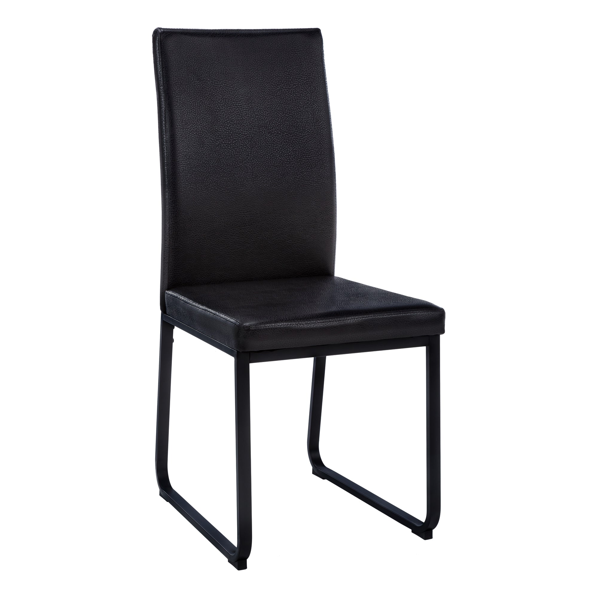 Dining Chair - 2Pcs / 38H / Black Leather-Look / Black