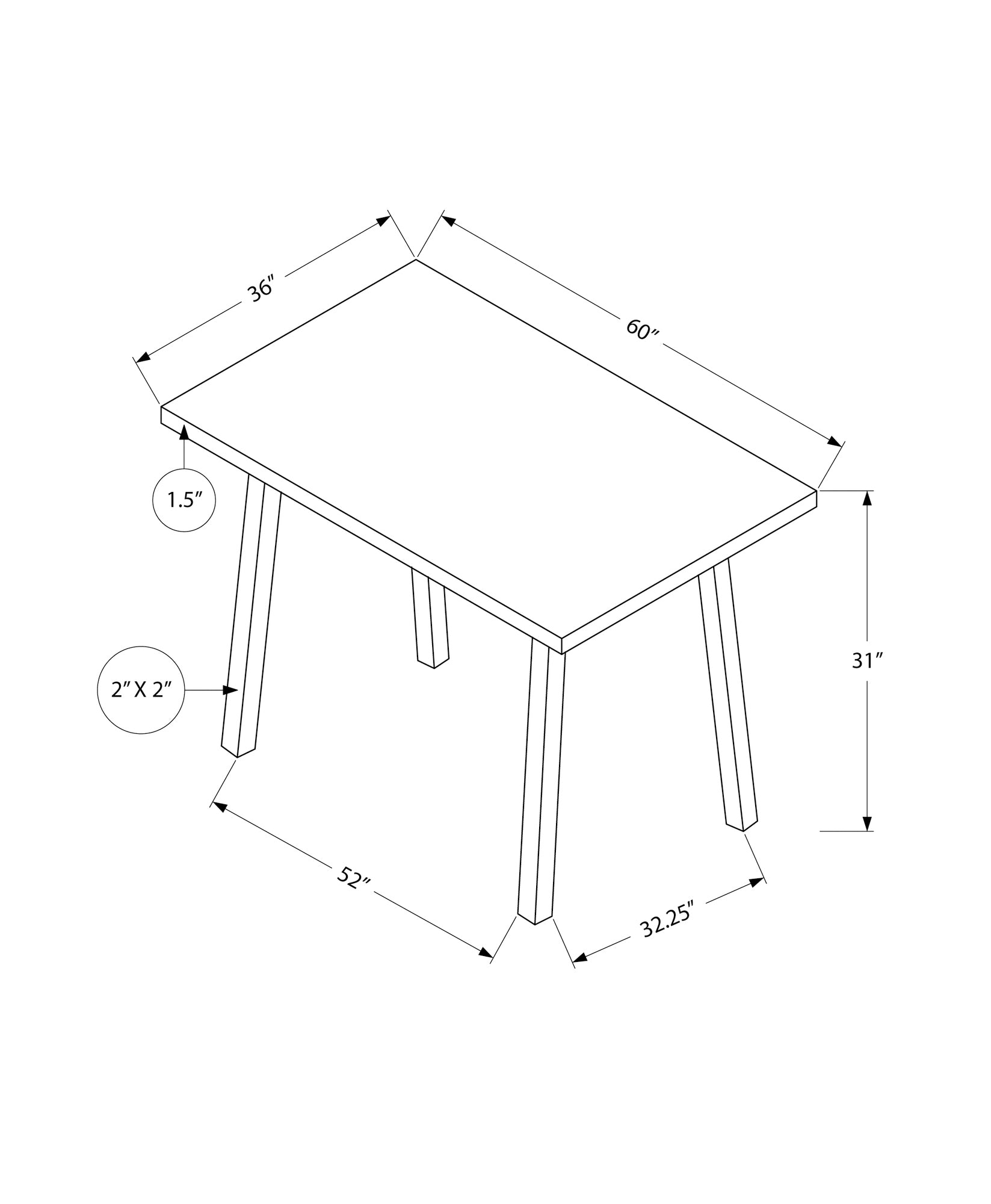 Dining Table - 36X 60 / Black / Black Metal