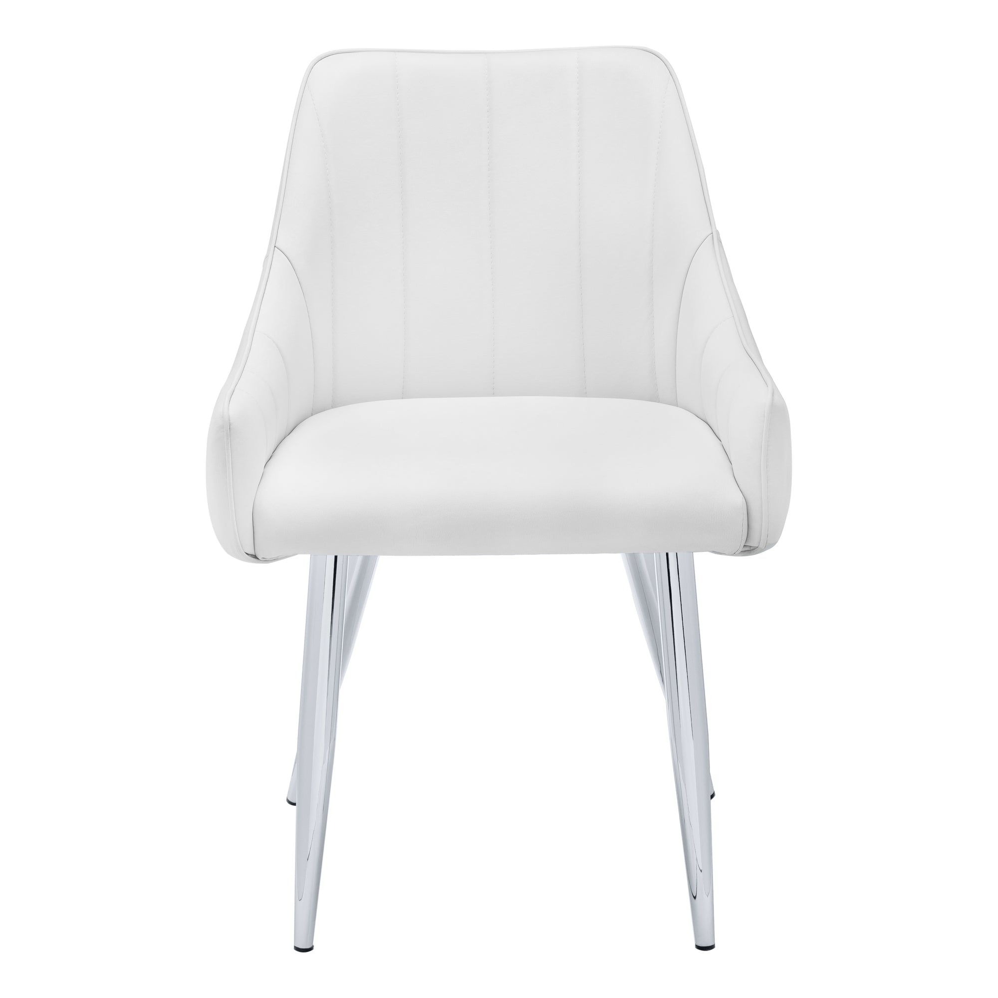 Dining Chair - 2Pcs / 33H / White Leather-Look / Chrome