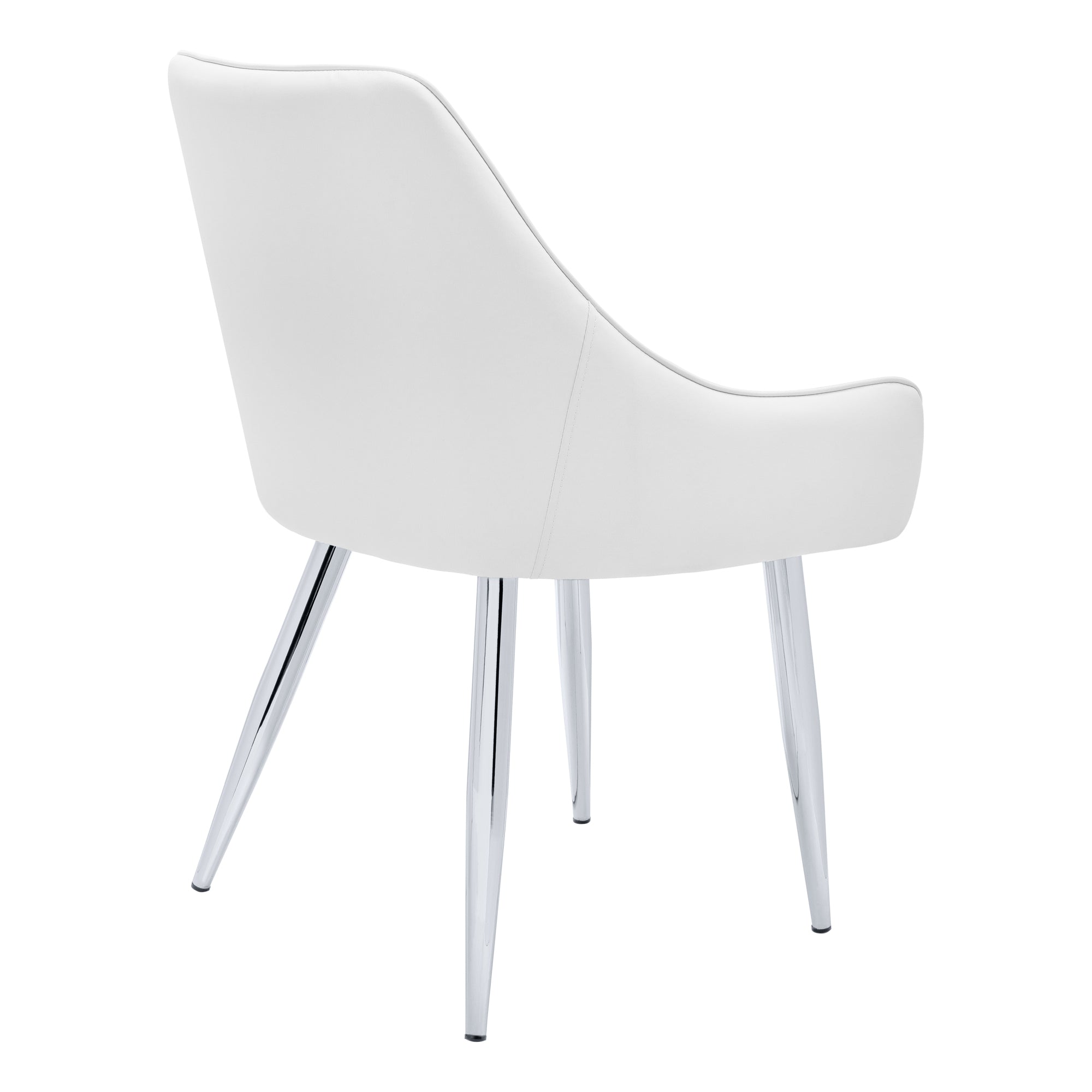 Dining Chair - 2Pcs / 33H / White Leather-Look / Chrome