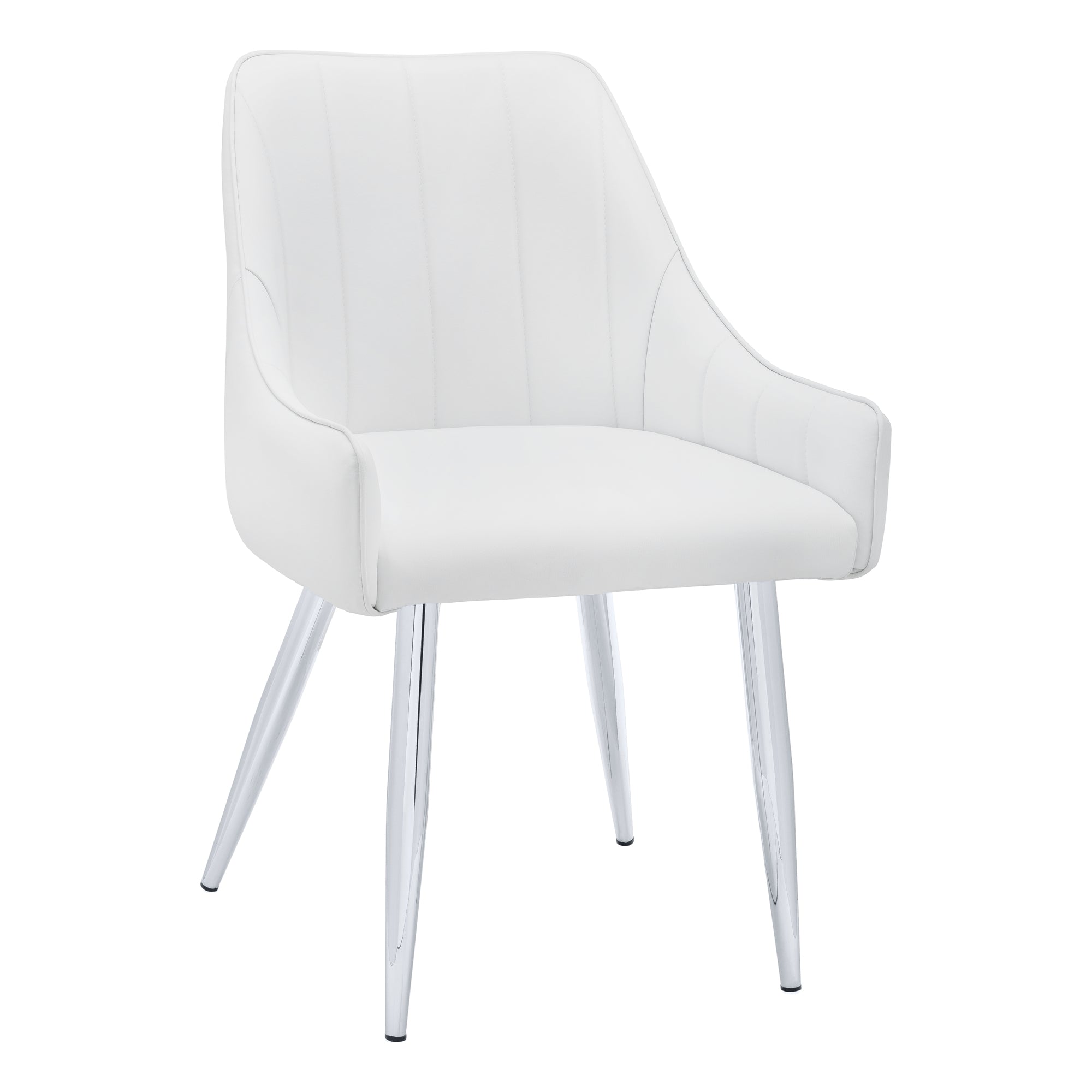 Dining Chair - 2Pcs / 33H / White Leather-Look / Chrome