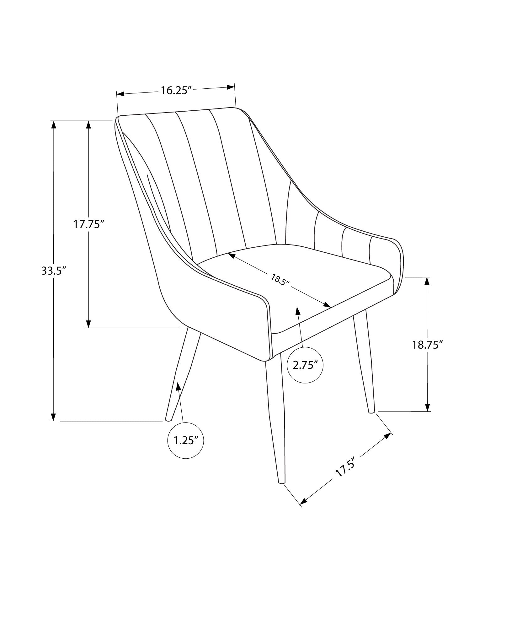 Dining Chair - 2Pcs / 33H / White Leather-Look / Chrome