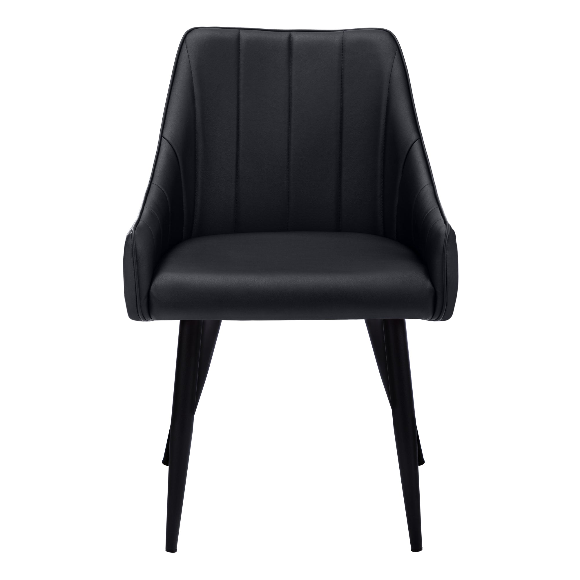 Dining Chair - 2Pcs / 33H / Black Leather-Look / Black