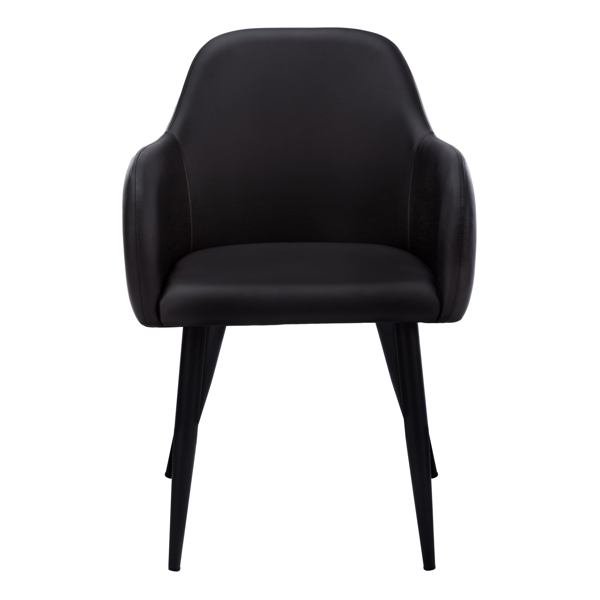 Dining Chair - 2Pcs / 33H / Black Leather-Look / Black