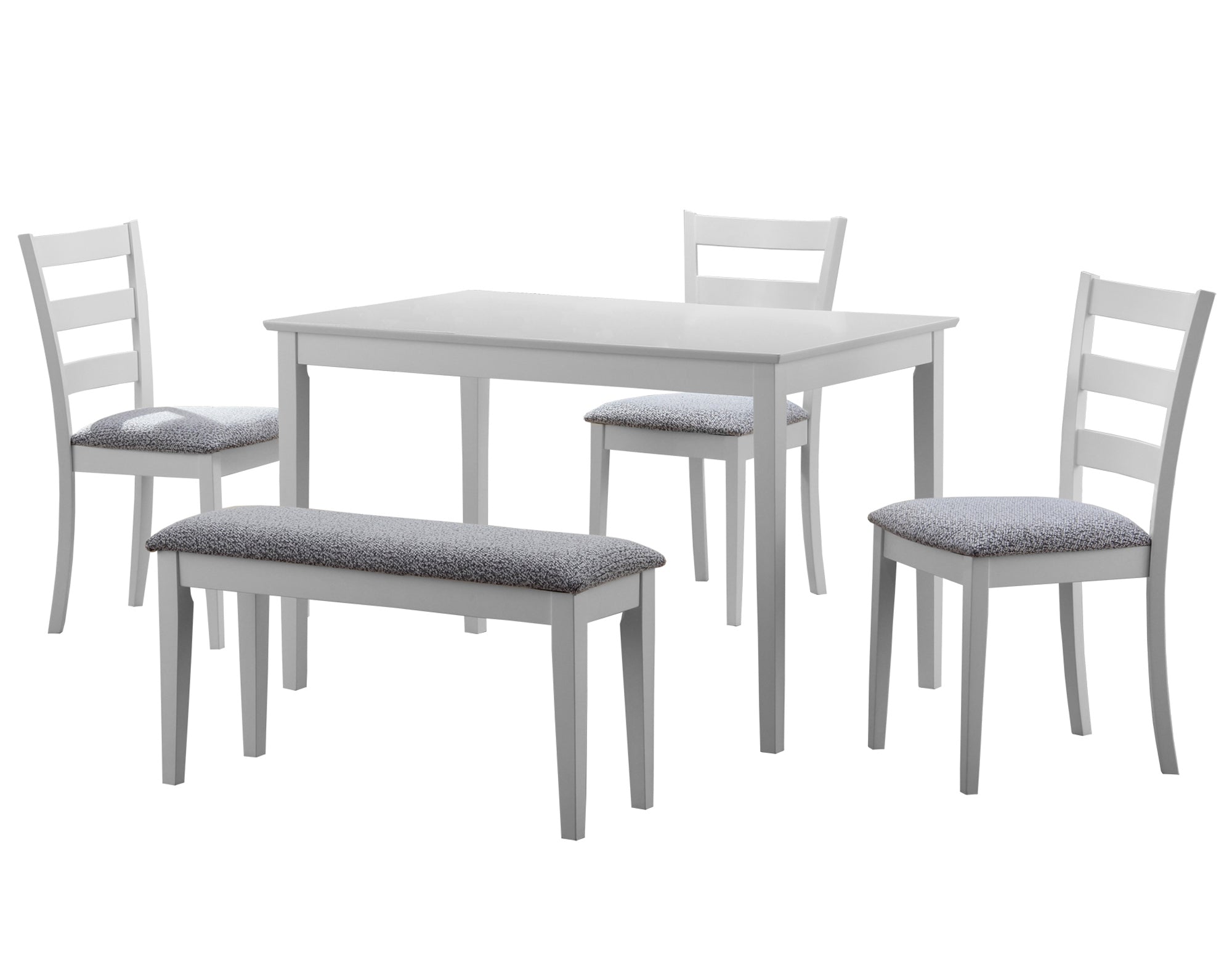 Dining Set - 5Pcs Set / White Bench And 3 Side Chairs