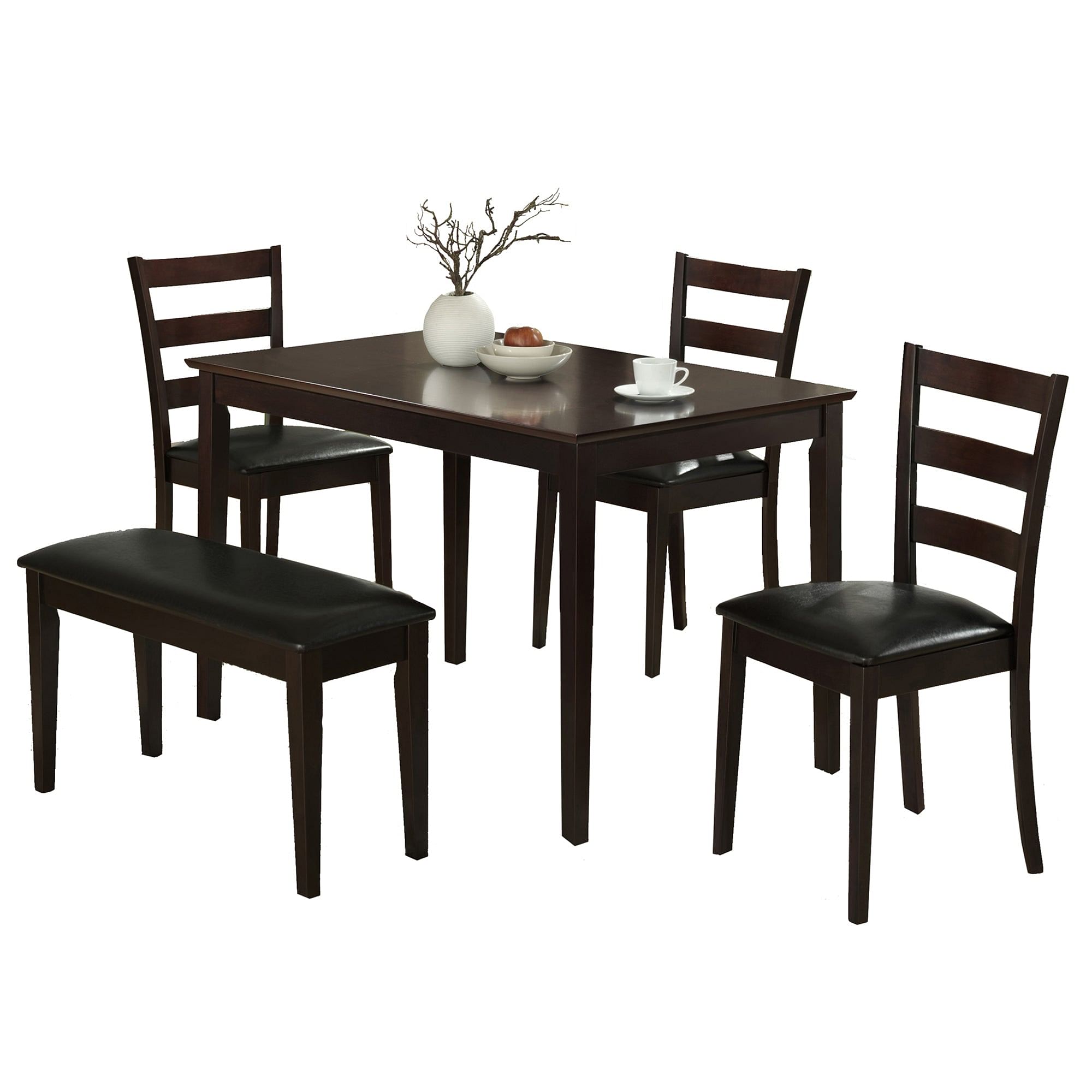 Dining Set - 5Pcs Set / Espresso Bench & 3 Side Chairs