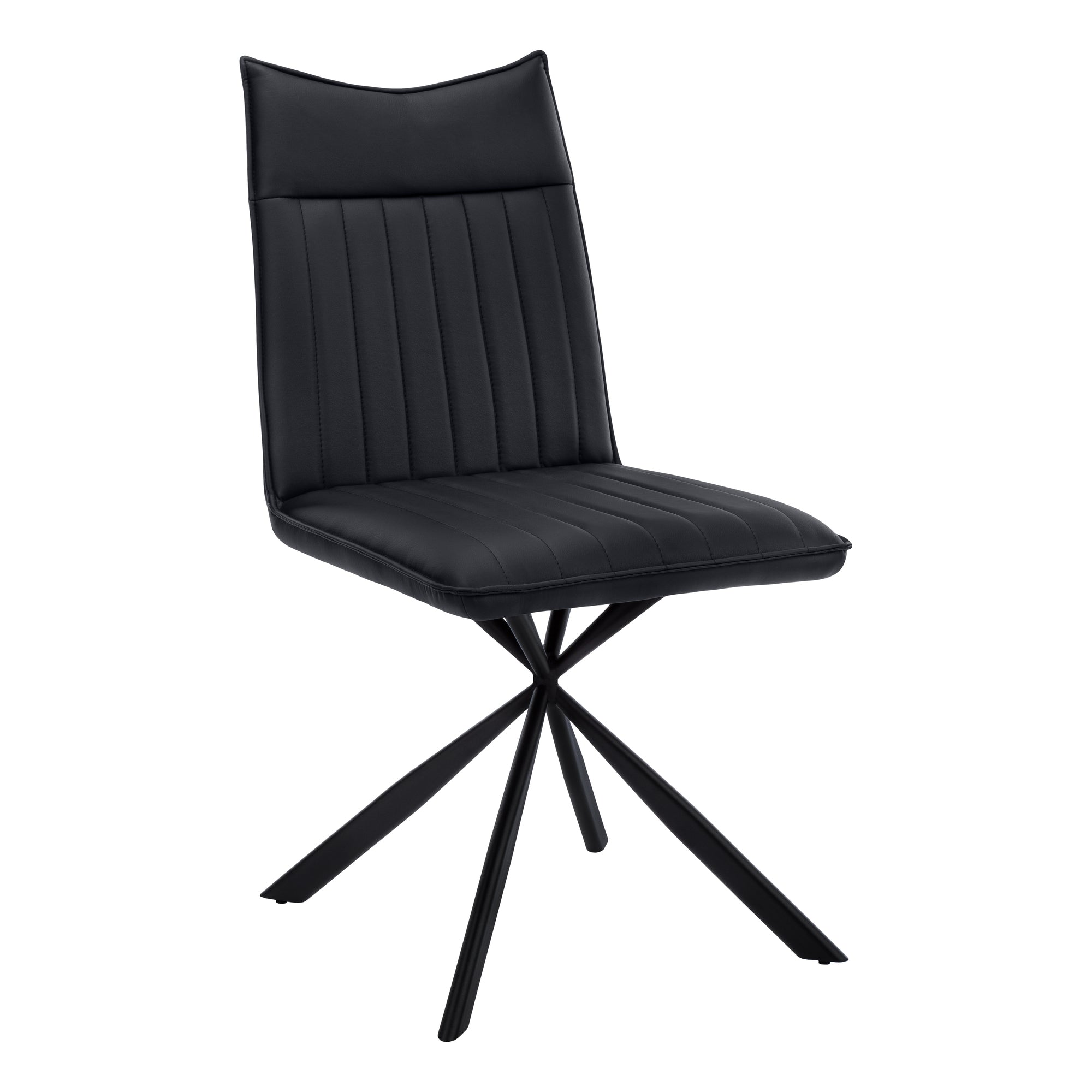 Dining Chair - 2Pcs / 36H / Black Leather-Look / Black