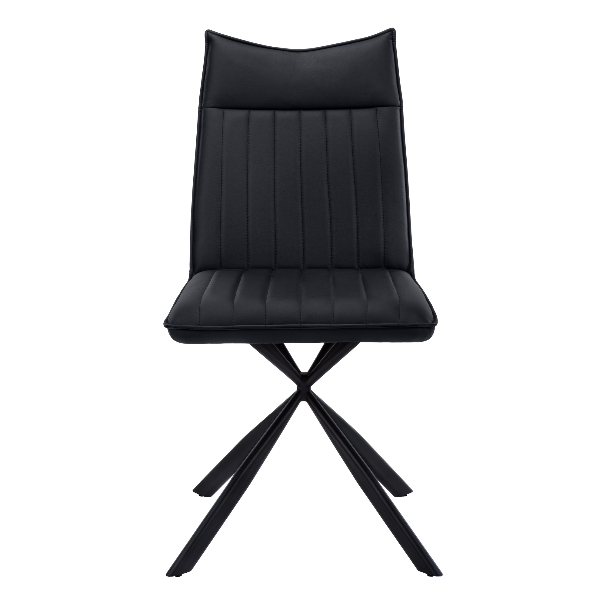 Dining Chair - 2Pcs / 36H / Black Leather-Look / Black