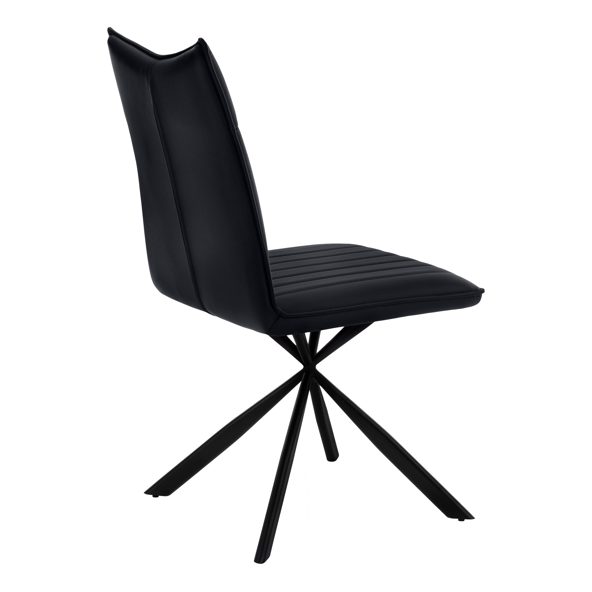 Dining Chair - 2Pcs / 36H / Black Leather-Look / Black