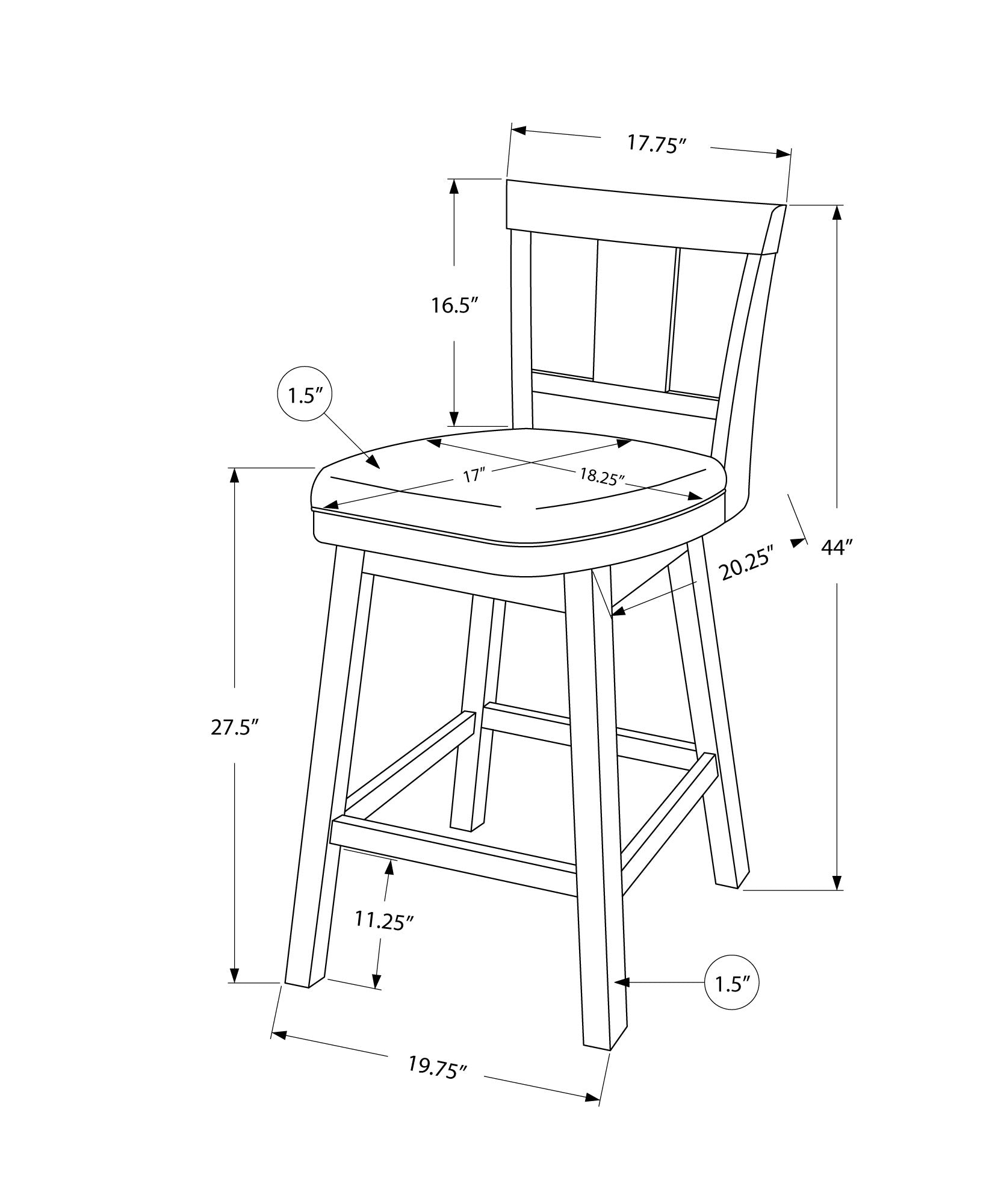 Barstool - 2Pcs / 44H / White / Swivel Bar Height