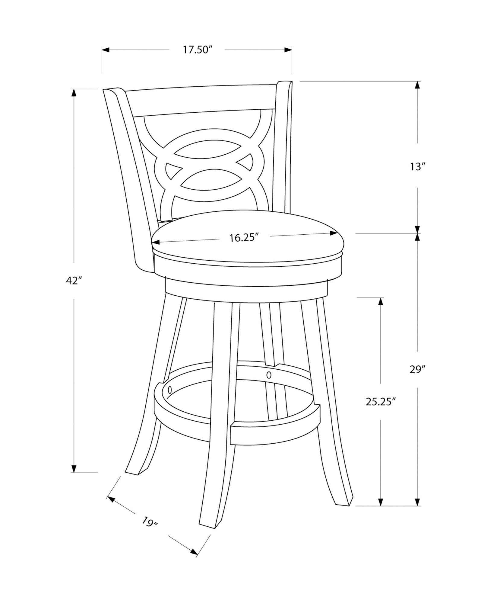 Barstool - 2Pcs / 42H / Swivel / Dark Oak Bar Height