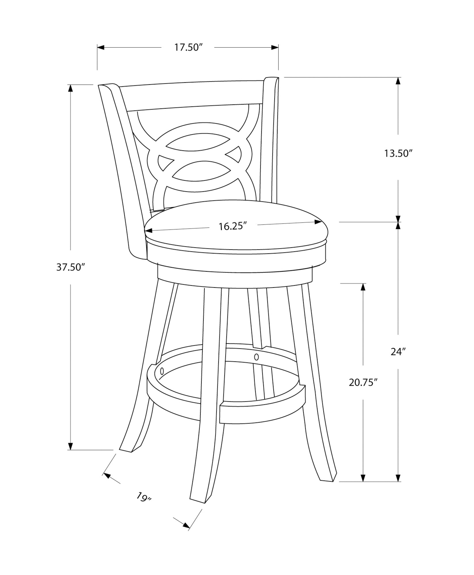 Barstool - 2Pcs / 39H / Swivel / Oak Counter Height