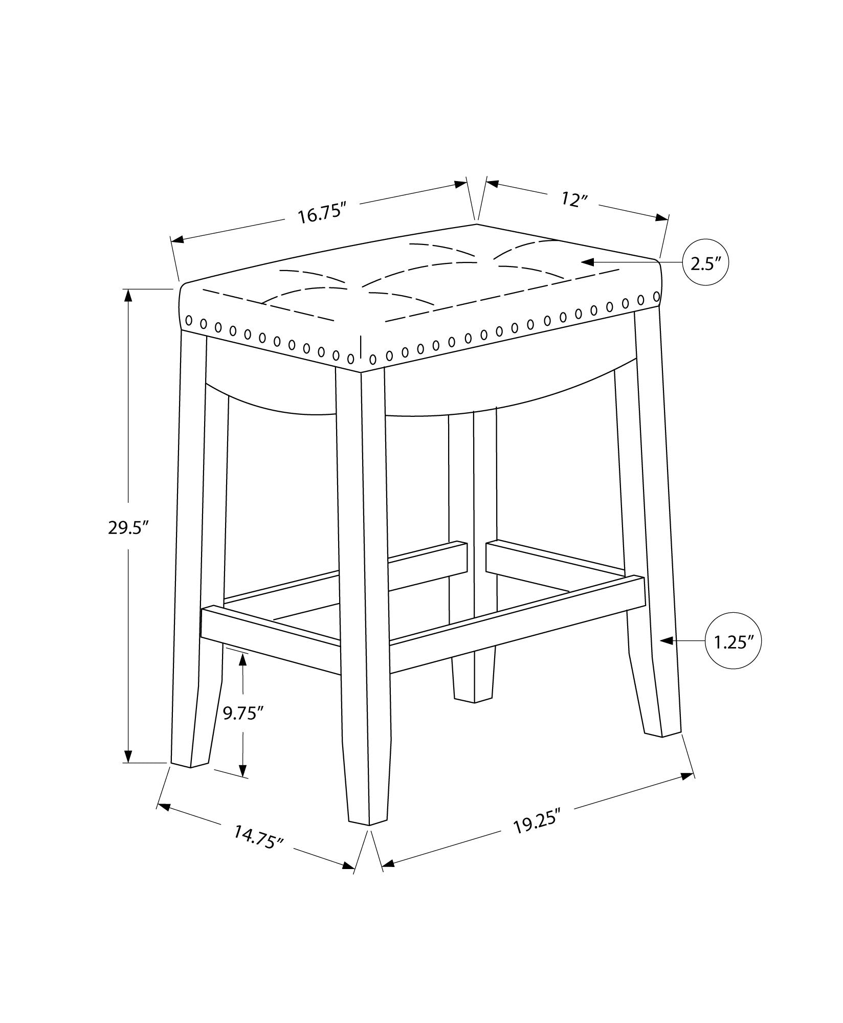 Barstool - 2Pcs / 29H / Black Leather-Look / Espresso