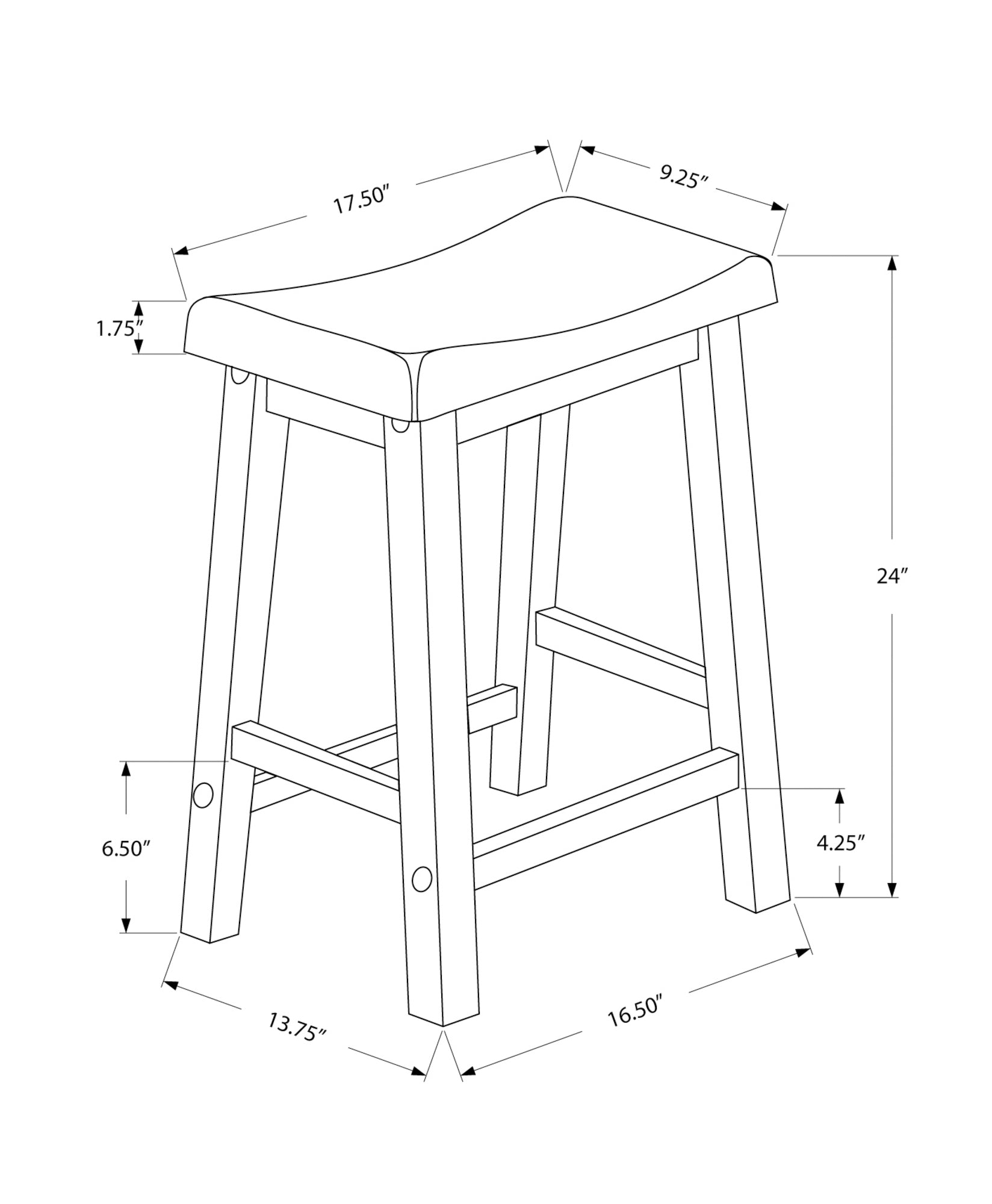 Barstool - 2Pcs / 24H / White Saddle Seat