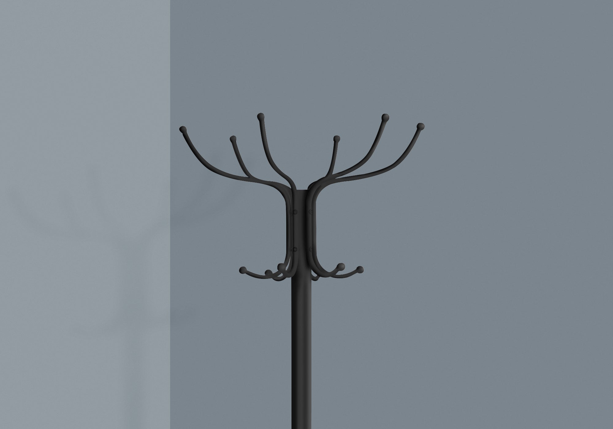 Coat Rack - 70H / Black Metal With An Umbrella Holder