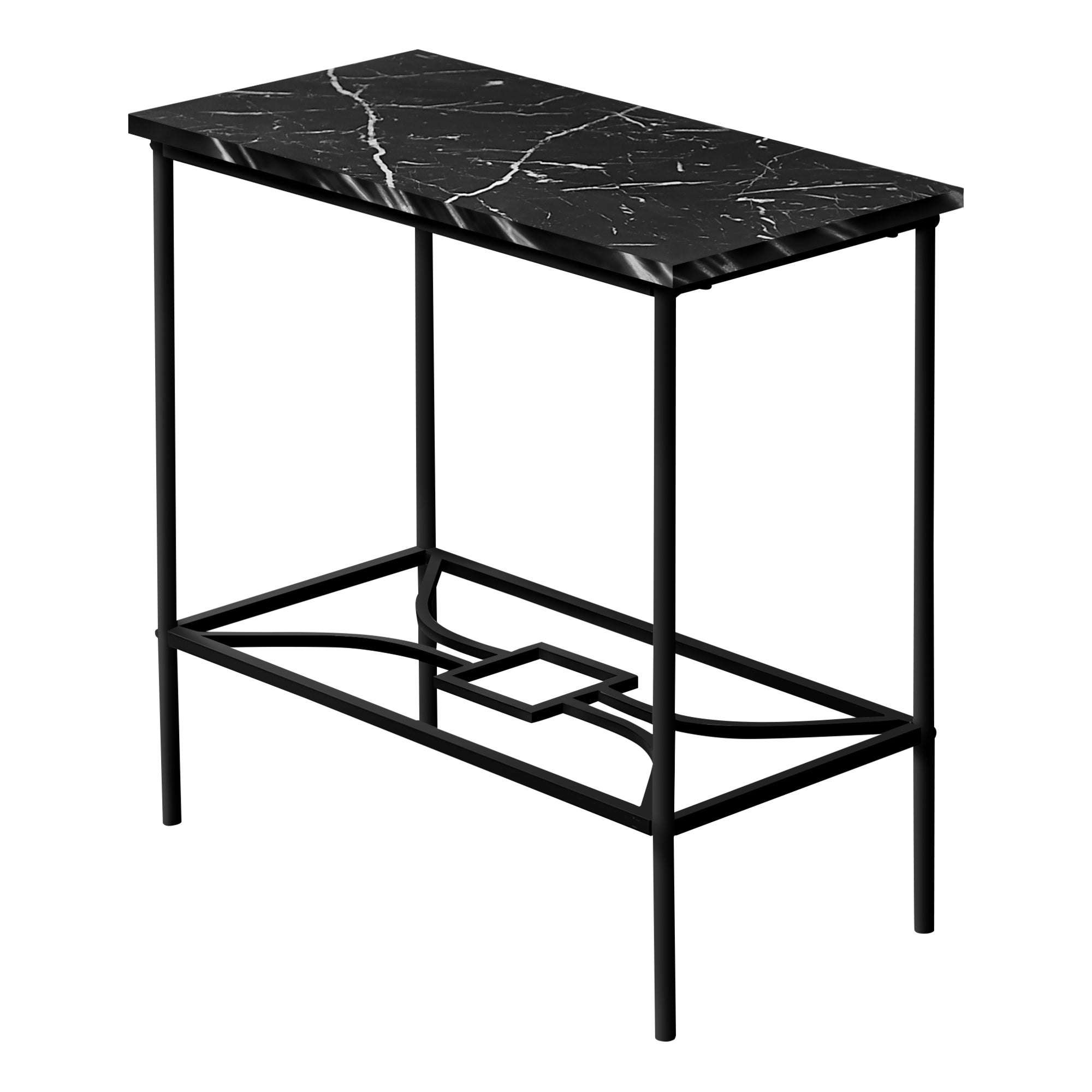 Accent Table - 22H / Black Marble / Black Metal