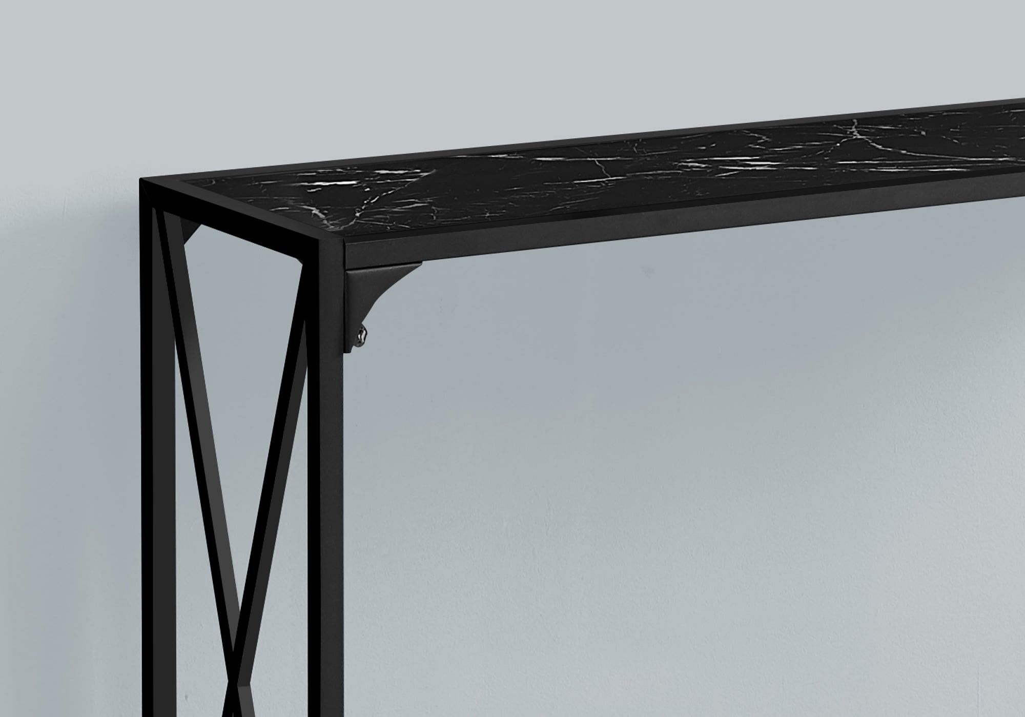 Accent Table - 48L / Black Marble / Black Hall Console