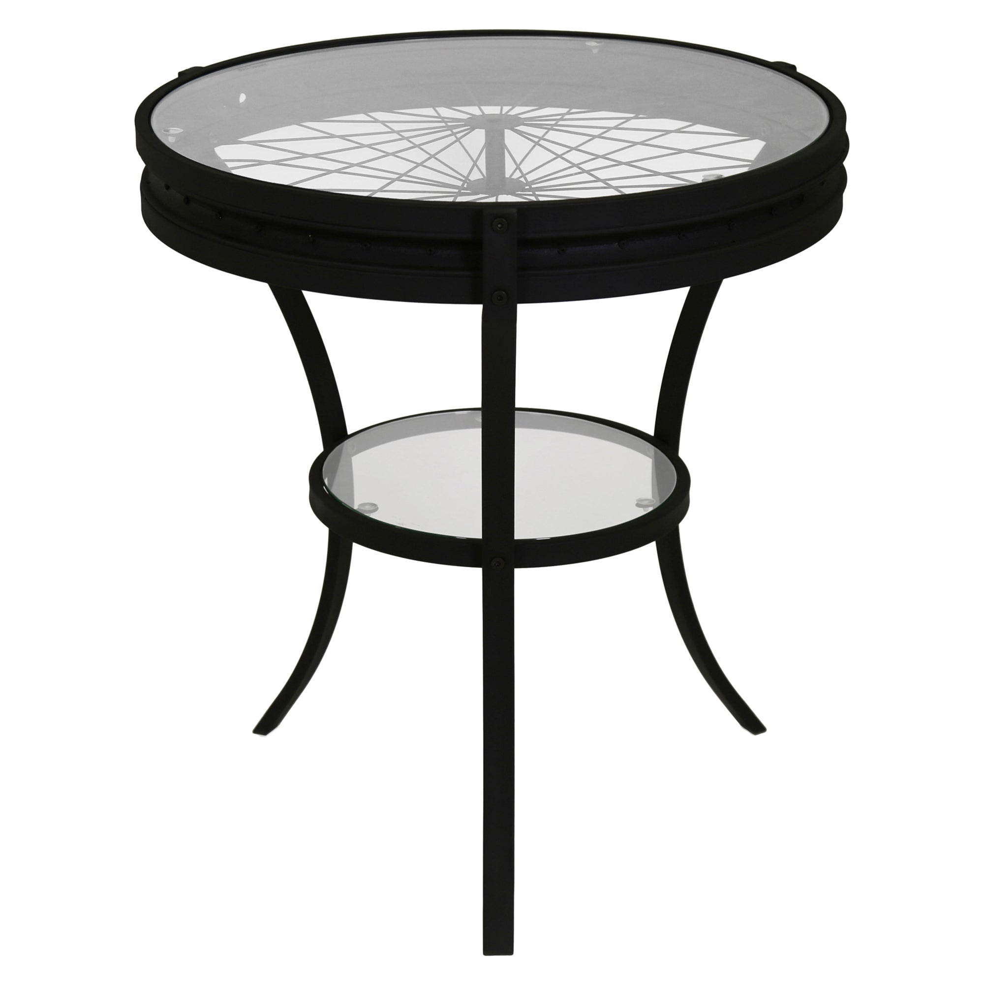 Accent Table - 22Dia / Black With Tempered Glass