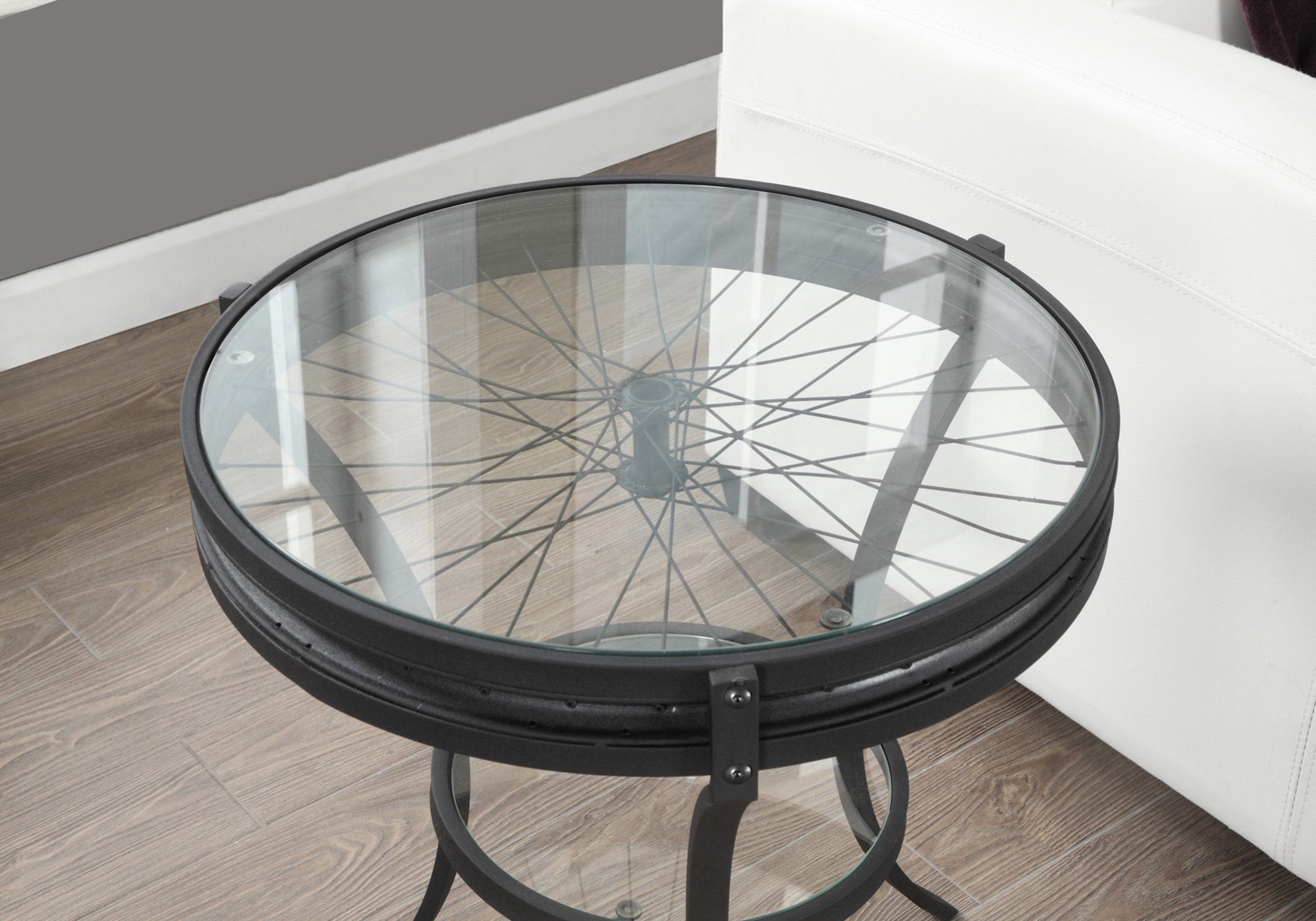 Accent Table - 22Dia / Black With Tempered Glass