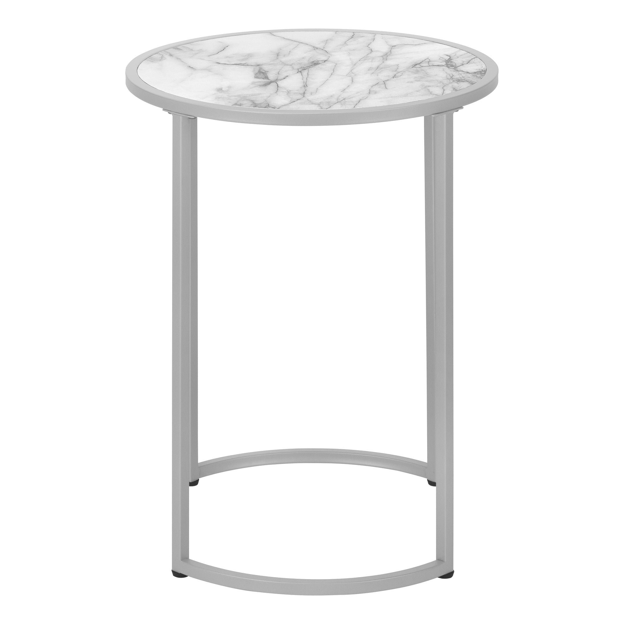 Accent Table - 24H / White Marble-Look / Silver Metal